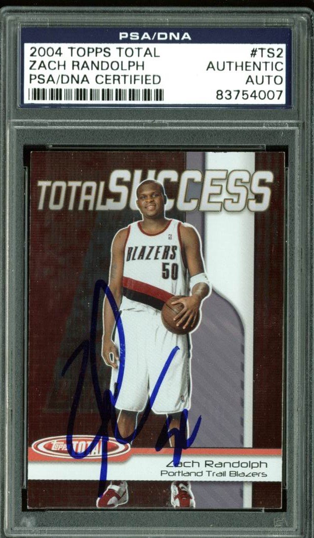 Blazers Zach Randolph Signed Card 2004 Topps Total #TS2 PSA Slabbed #83754007