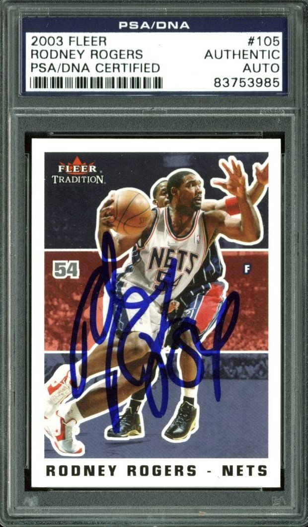 Nets Rodney Rogers Authentic Signed Card 2003 Fleer #105 PSA/DNA Slabbed