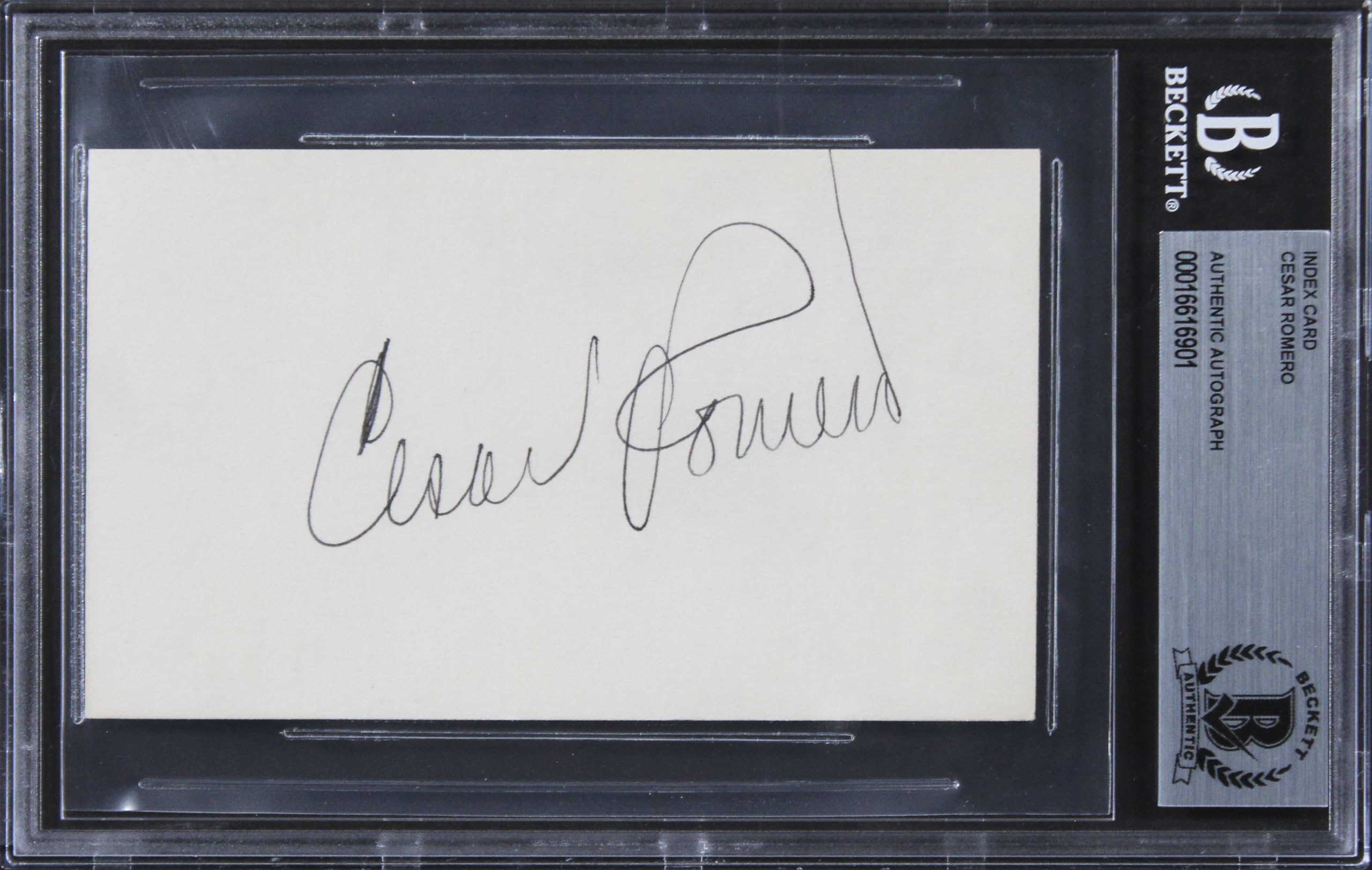 Cesar Romero Batman Authentic Signed 3x5 Index Card Autographed BAS Slabbed 2