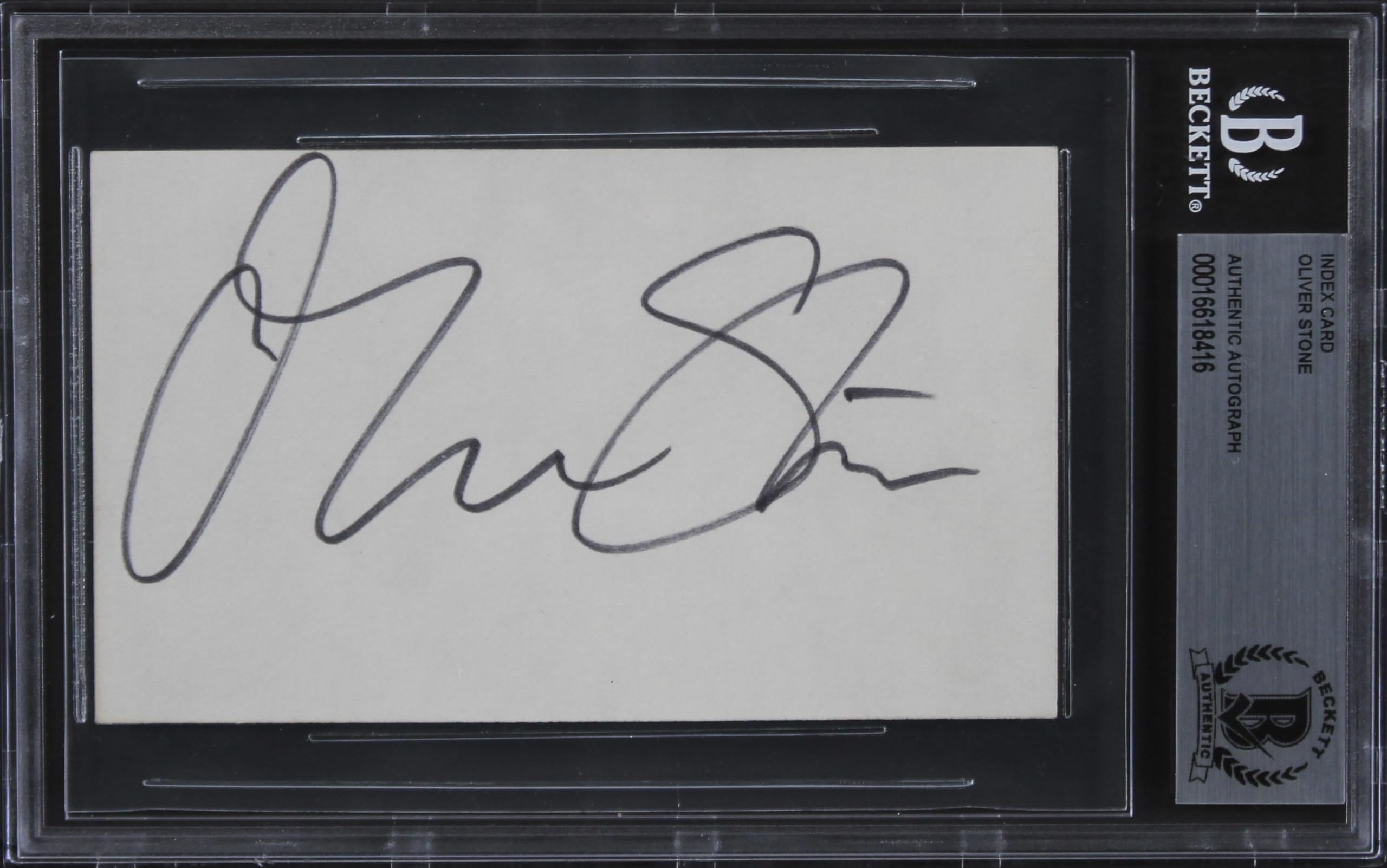 Oliver Stone Platoon Authentic Signed 3x5 Index Card Autographed BAS Slabbed 2