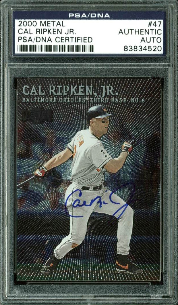 Orioles Cal Ripken Jr. Authentic Signed Card 2000 Metal #47 PSA/DNA Slabbed