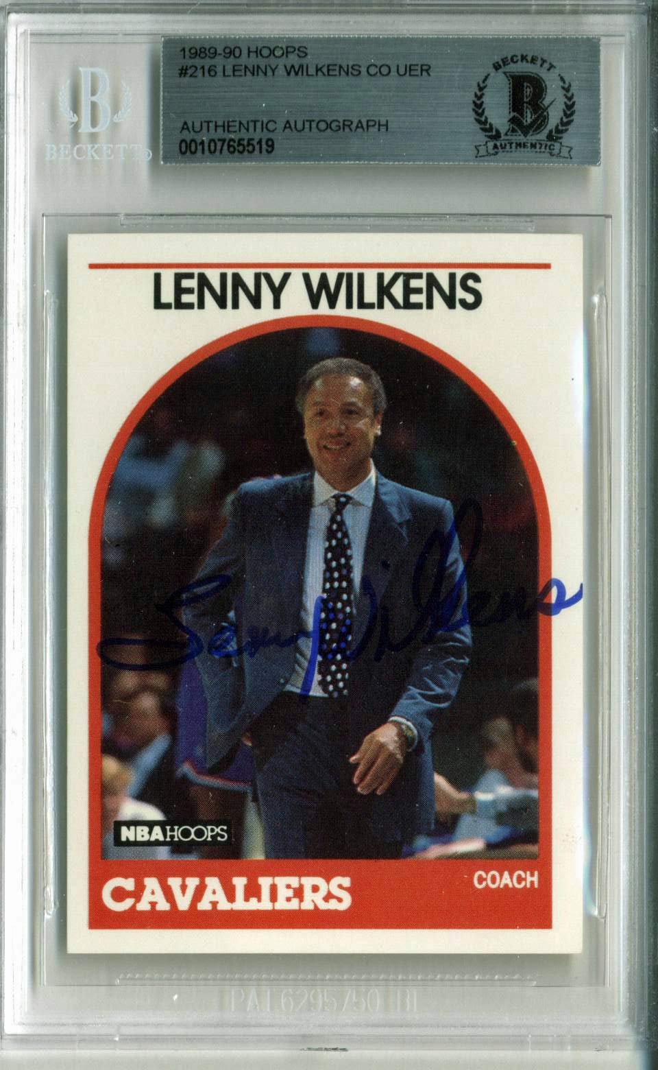 Cavaliers Lenny Wilkens Authentic Signed 1989 Hoops #216 Auto Card BAS Slabbed