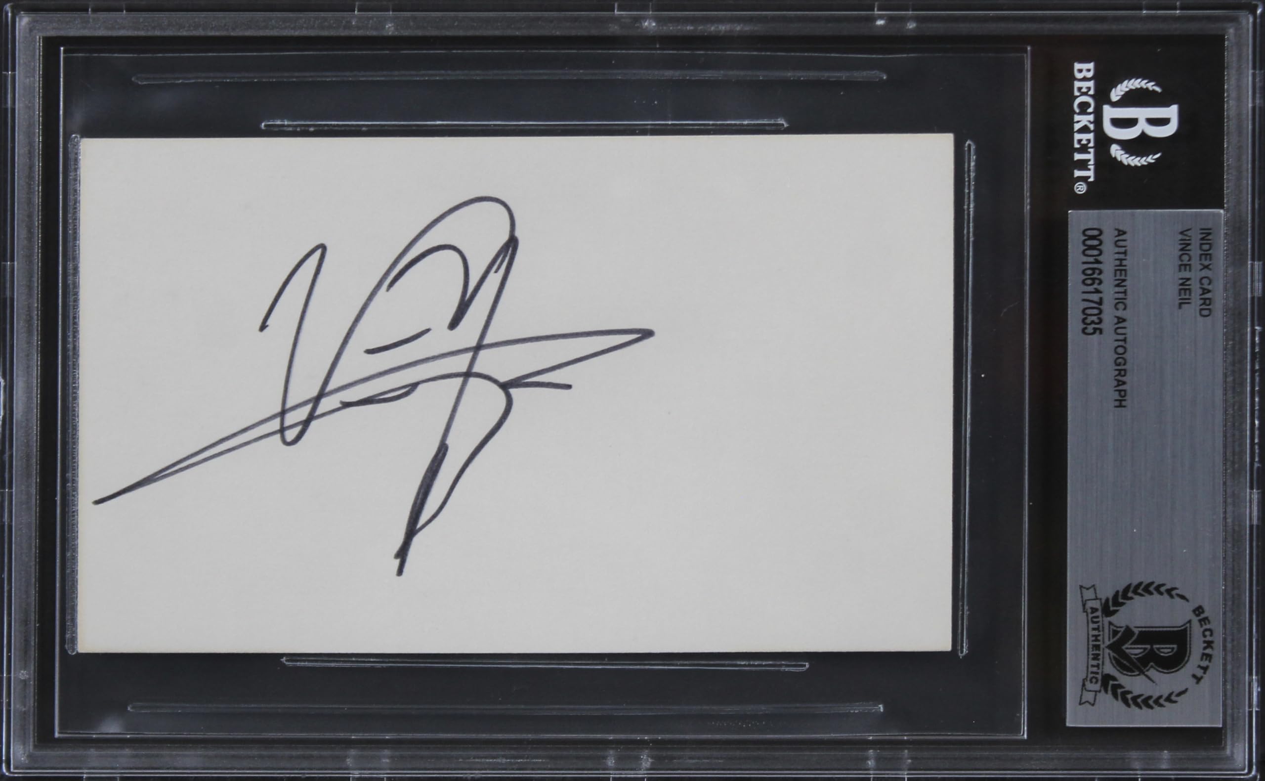 Vince Neil Motley Crue Authentic Signed 3x5 Index Card Autographed BAS Slabbed