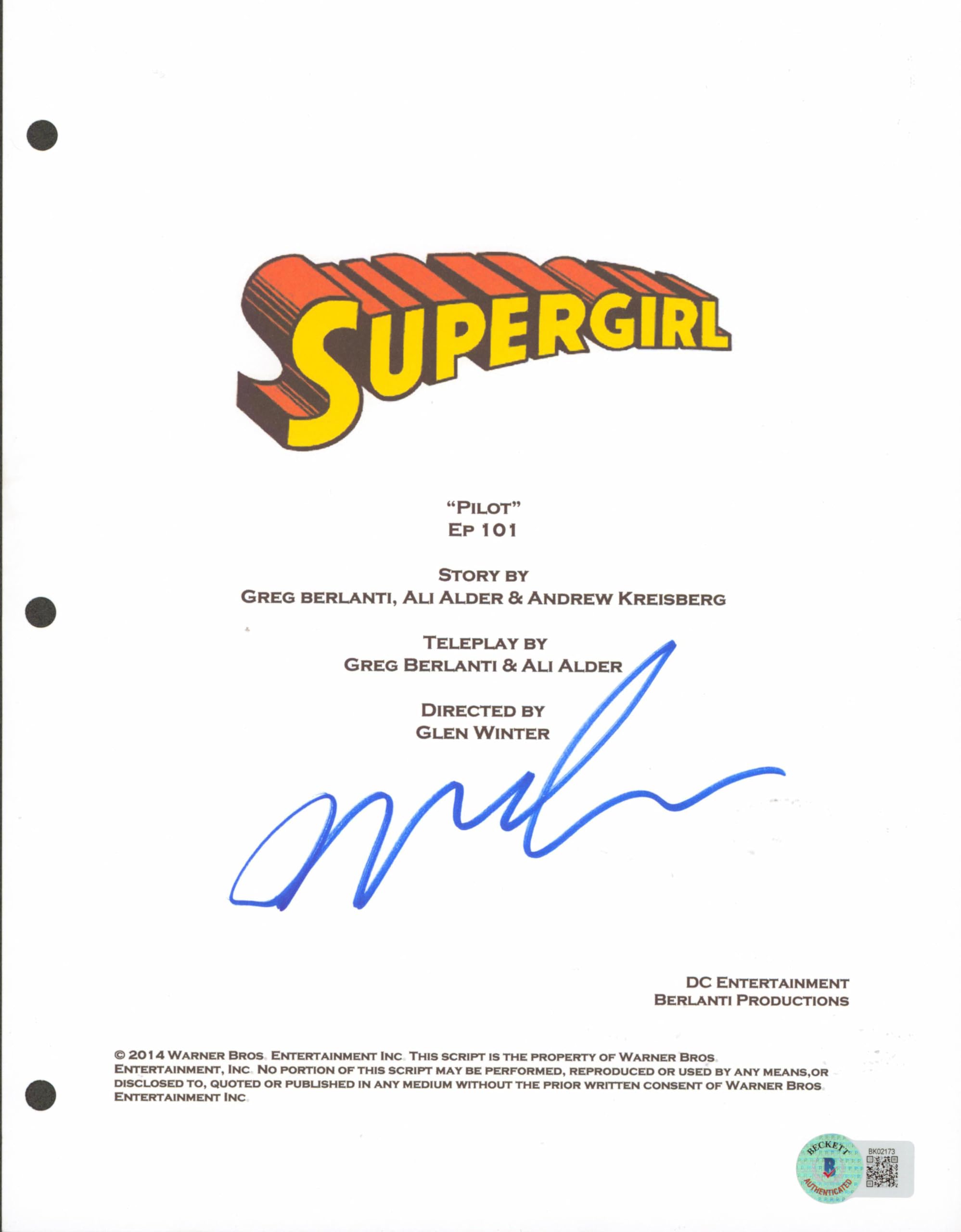 Mehcad Brooks Supergirl Authentic Signed Script Cover Autographed BAS #BK02173