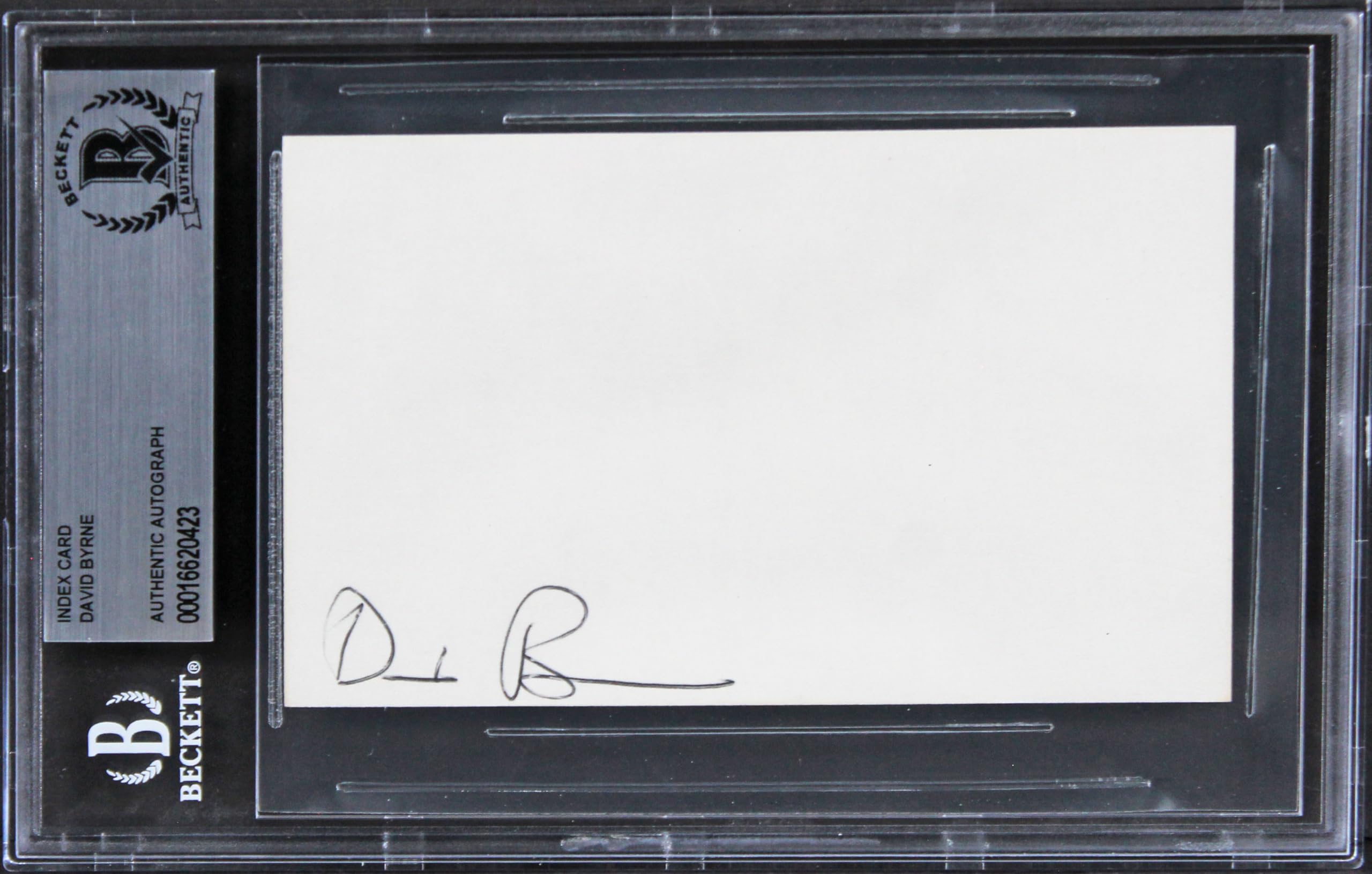 David Byrne Talking Heads Authentic Signed 3x5 Index Card BAS Slabbed