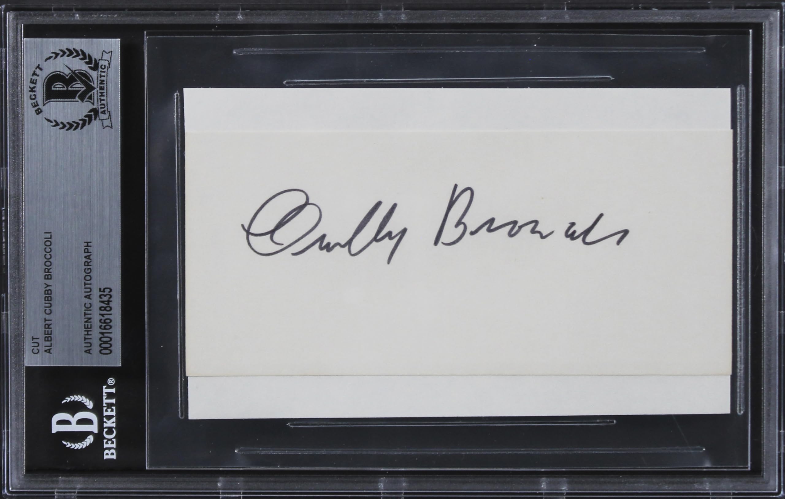 Albert Cubby Broccoli Dr. No Authentic Signed 2.25x5 Cut Signature BAS Slabbed