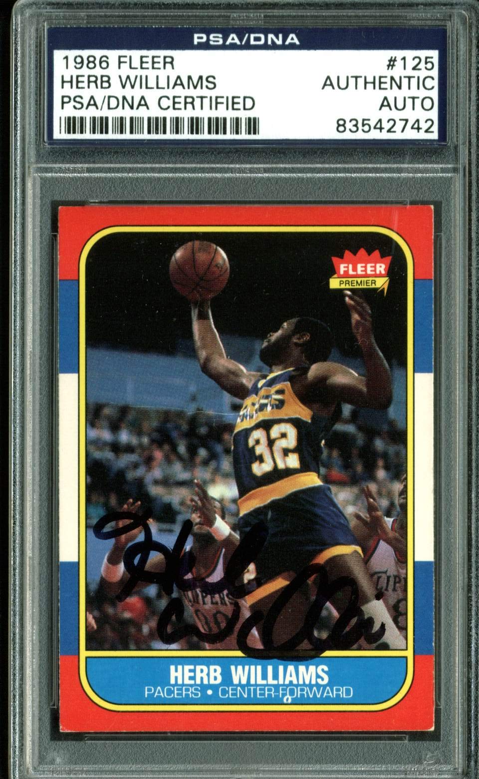 Pacers Herb Williams Authentic Signed 1986 Fleer #125 Card PSA/DNA Slabbed 2