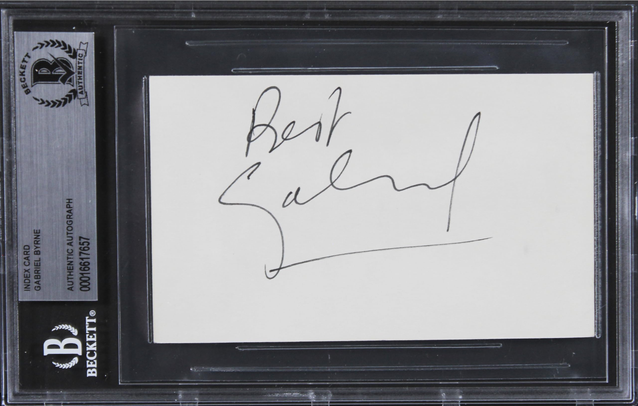 Gabriel Byrne The Usual Suspects Authentic Signed 3x5 Index Card BAS Slabbed 3