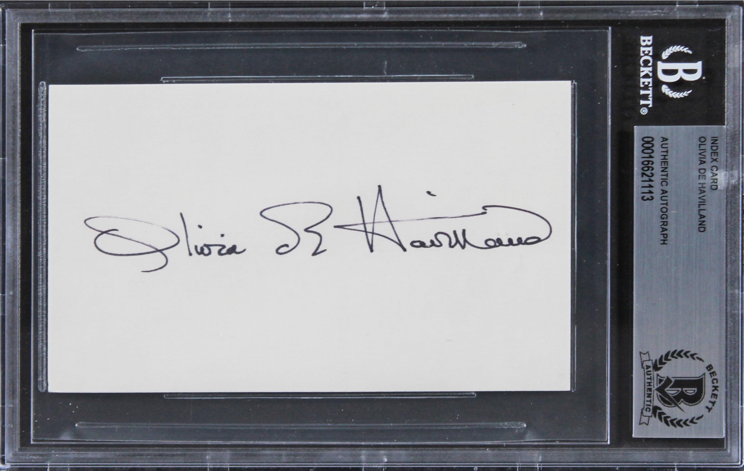Olivia De Havilland Gone with the Wind Signed 3x5 Index Card BAS Slabbed