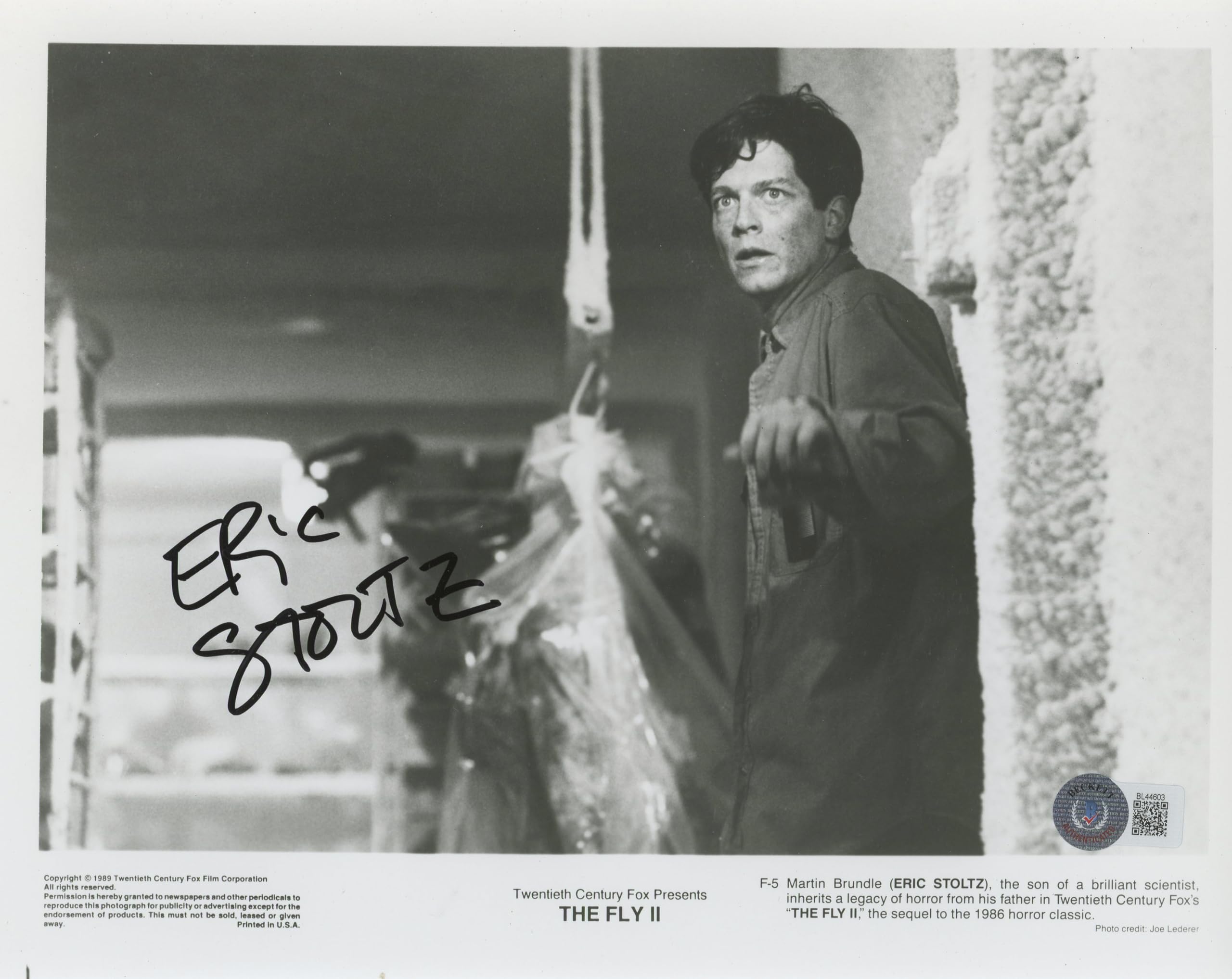 Eric Stoltz The Fly II Authentic Signed 8x10 Black & White Photo BAS #BL44603