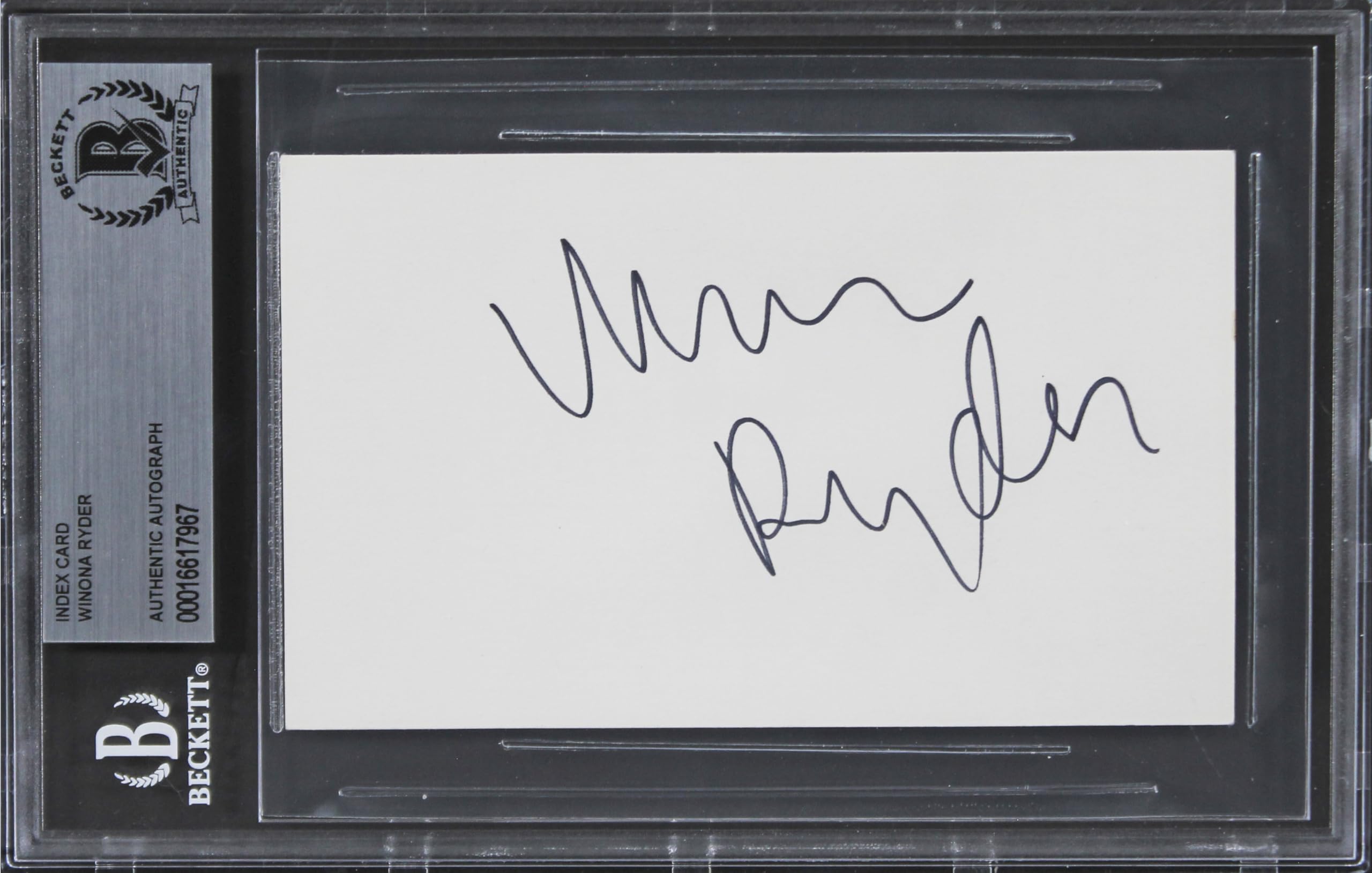 Winona Ryder Edward Scissorhands Authentic Signed 3x5 Index Card BAS Slabbed