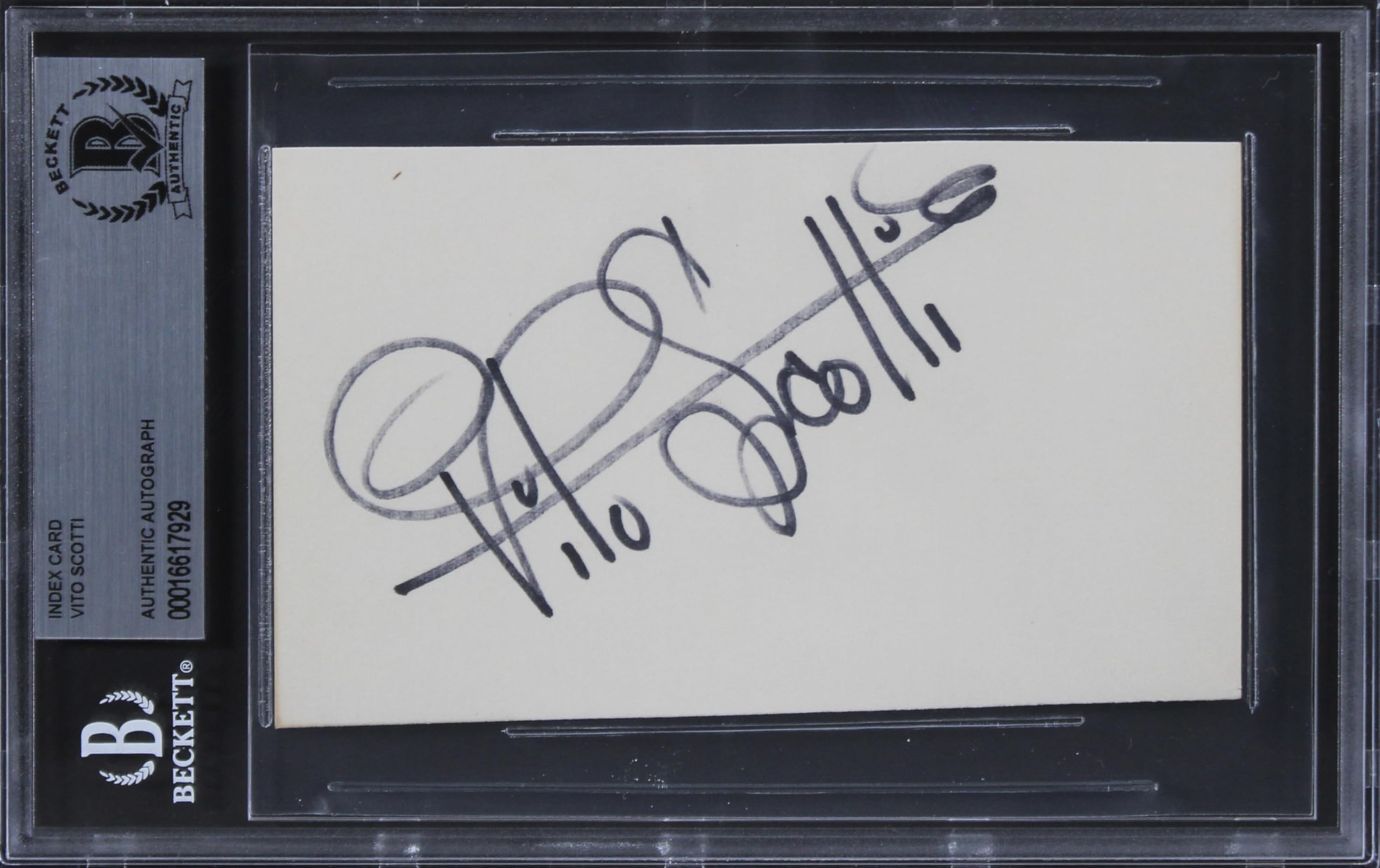 Vito Scotti The Godfather Authentic Signed 3x5 Index Card BAS Slabbed