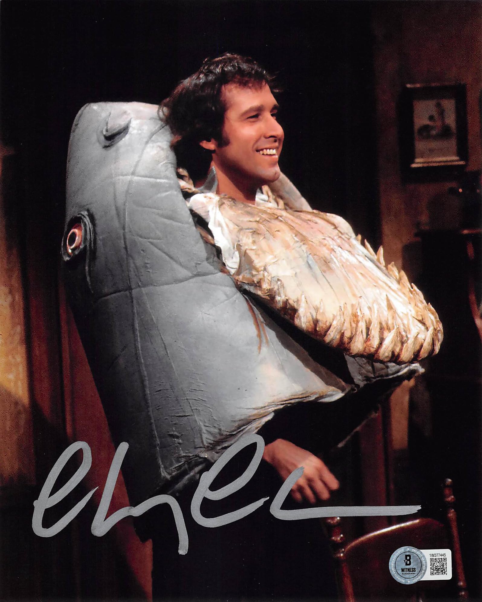Chevy Chase Saturday Night Live Signed 8x10 Shark Head Photo BAS Witnessed