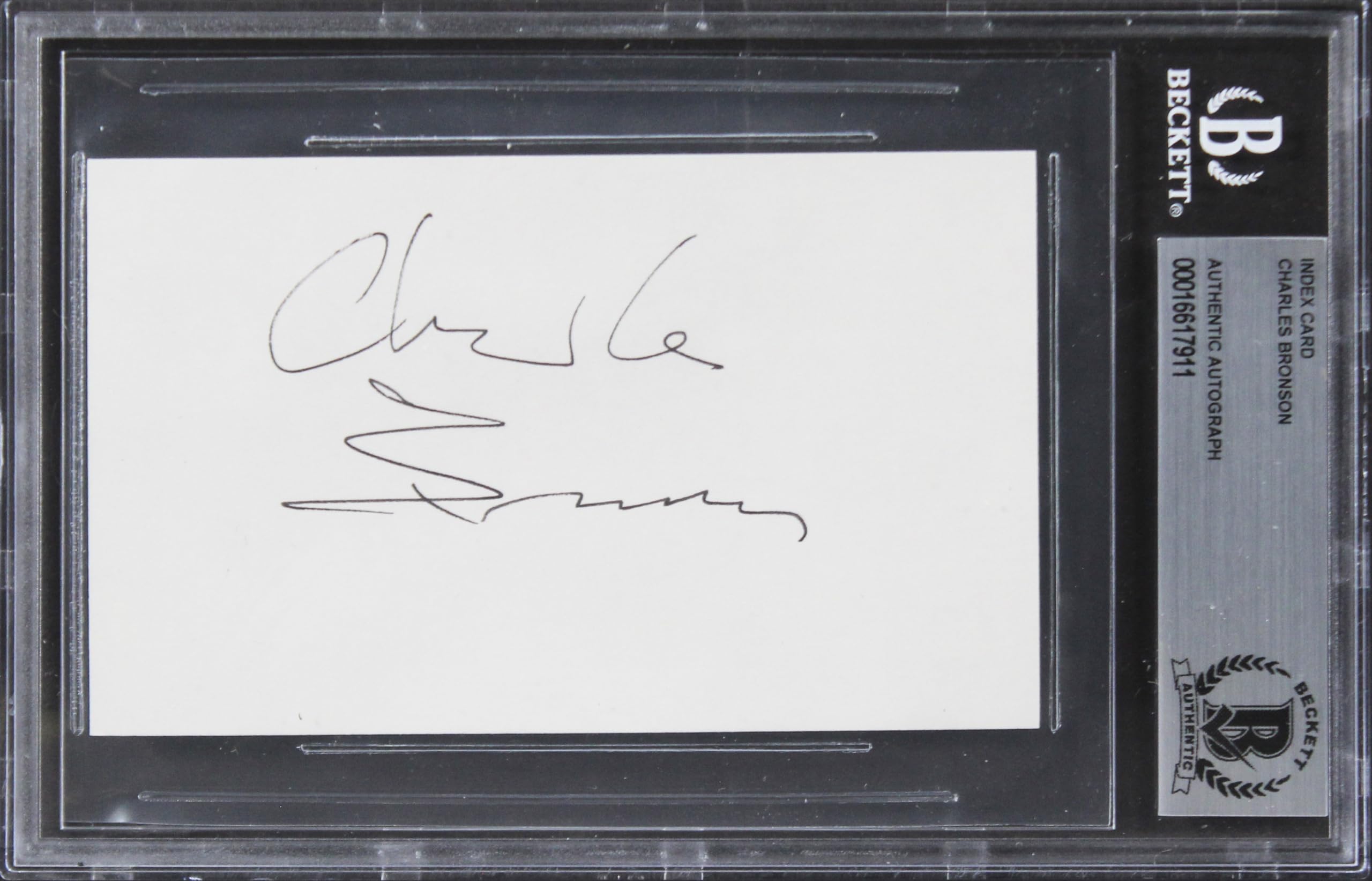 Charles Bronson The Great Escape Authentic Signed 3x5 Index Card BAS Slabbed 1