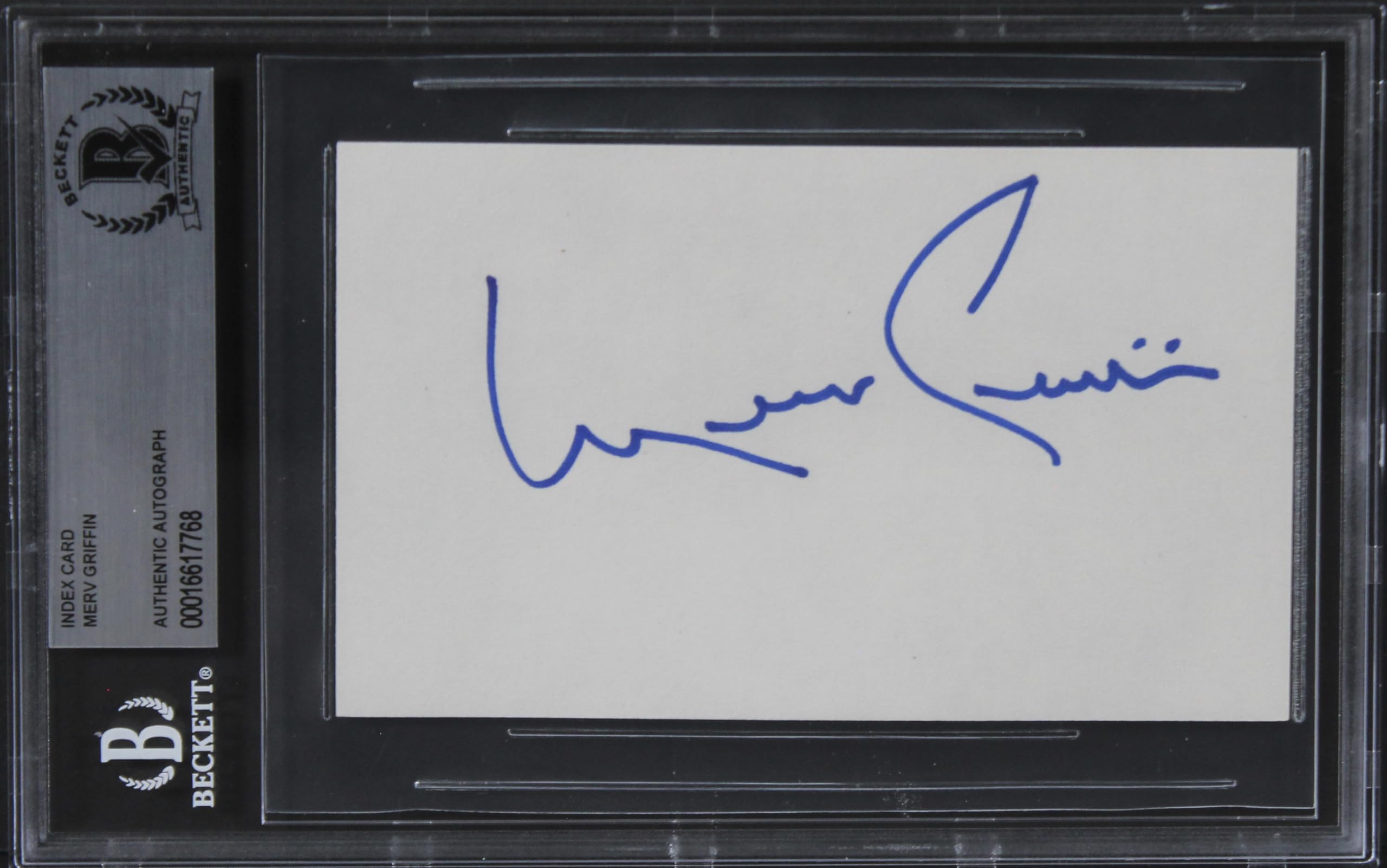 Merv Griffin The Merv Griffin Show Authentic Signed 3x5 Index Card BAS Slabbed 2
