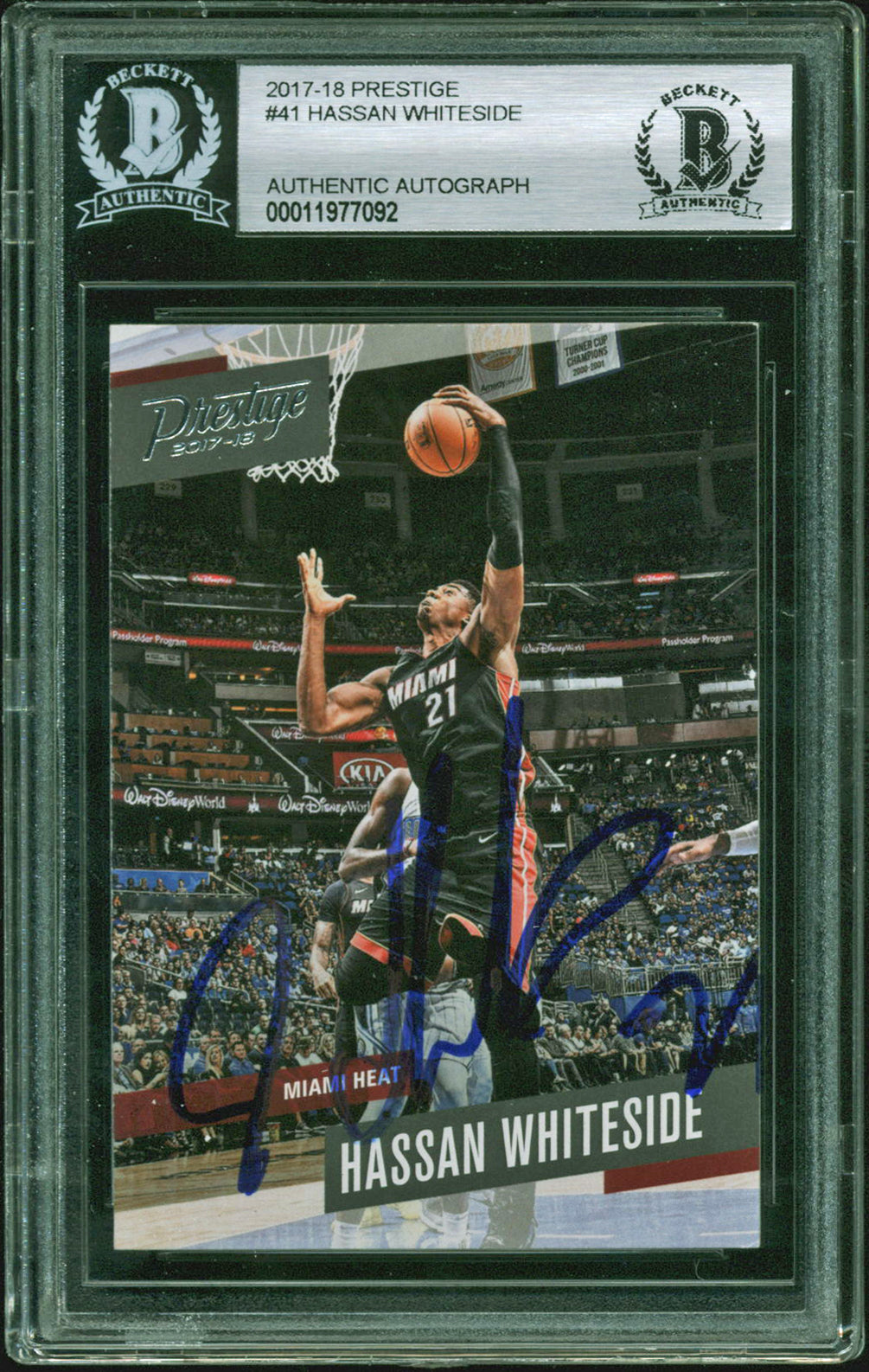 Blazers Hassan Whiteside Signed 2017 Panini Prestige #41 Auto Card BAS Slabbed