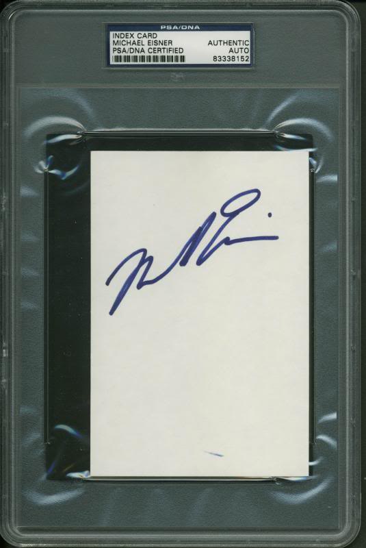 Michael Eisner Authentic Signed 4X6 Index Card Autographed PSA/DNA Slabbed 1