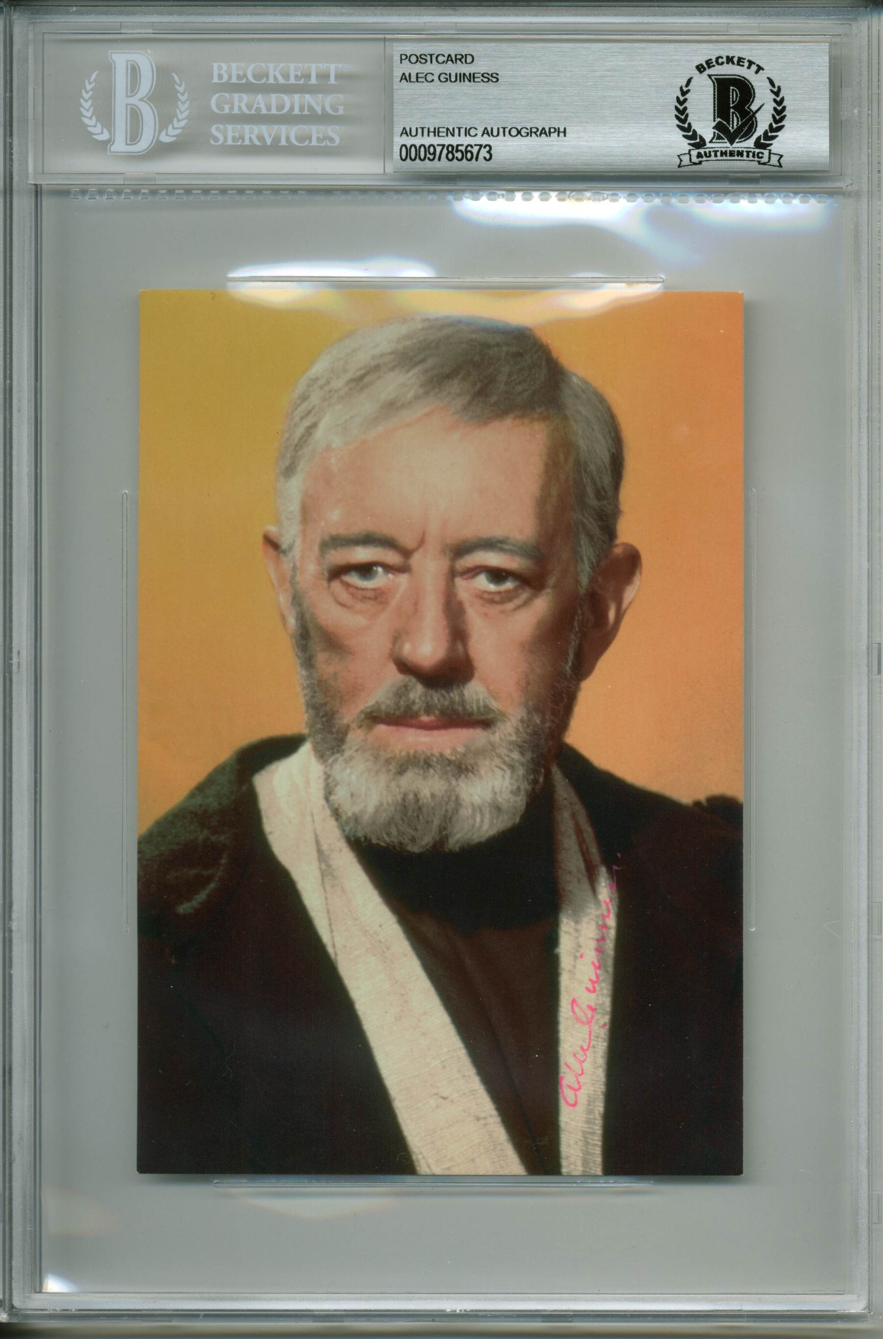 Alec Guinness Star Wars A New Hope Authentic Signed 4x6 Postcard BAS Slabbed