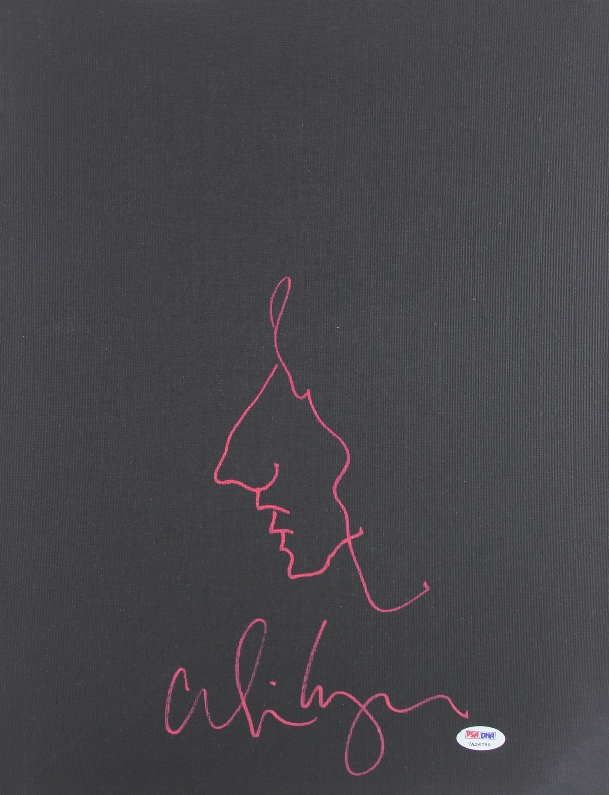 Alice Cooper Signed 12x16 Hand Drawn Self Portrait Sketch Canvas PSA #7A26799