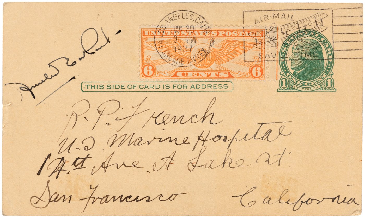 Amelia Earhart Authentic Signed 3.25x5.5 1937 Postcard Autographed JSA #XX22081