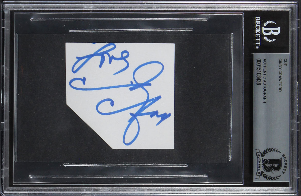 Cindy Crawford "Love" Authentic Signed 2.5x2.75 Cut Signature BAS Slabbed