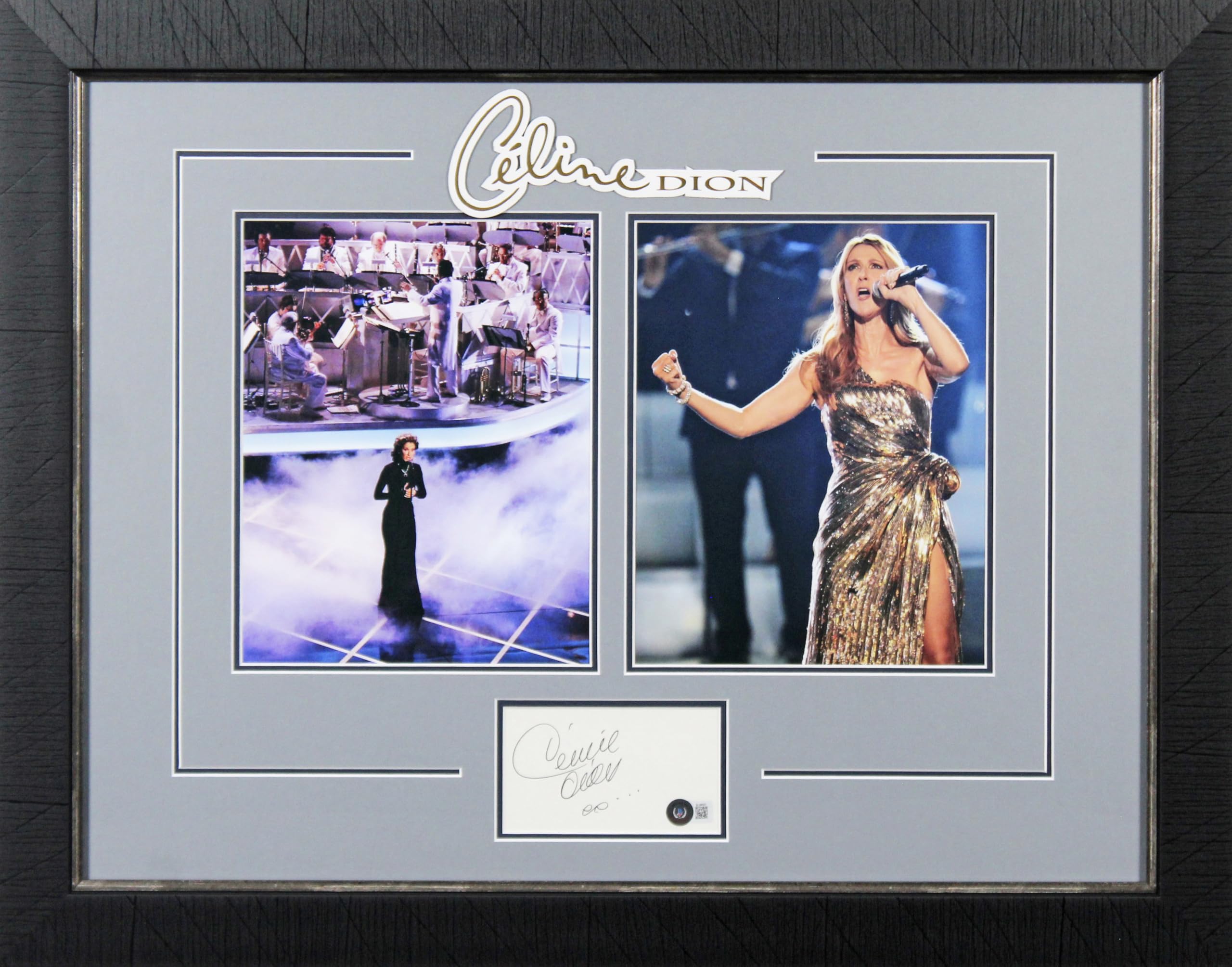 Celine Dion Authentic Signed 3x5 Index Card Framed Display BAS #BL98057
