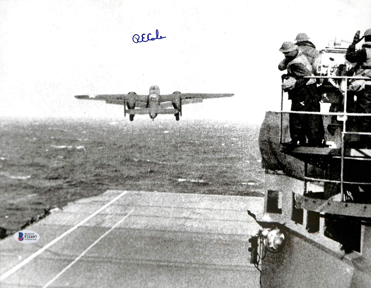 Richard E. Cole WWII Doolittle Raid Authentic Signed 11x14 Photo BAS 1