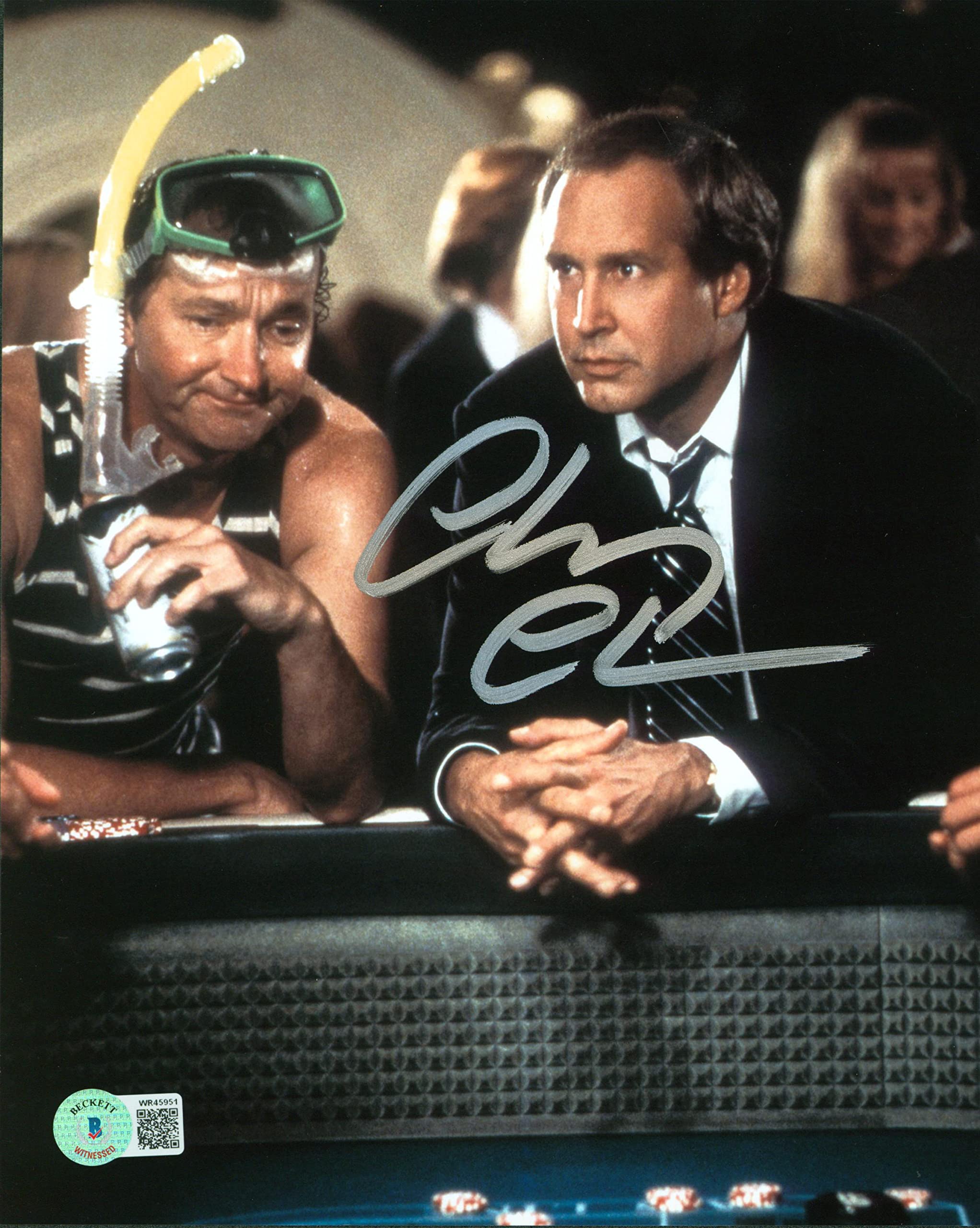 Chevy Chase Vegas Vacation Signed 8x10 Vertical Photo w/ Randy Quaid BAS Witness
