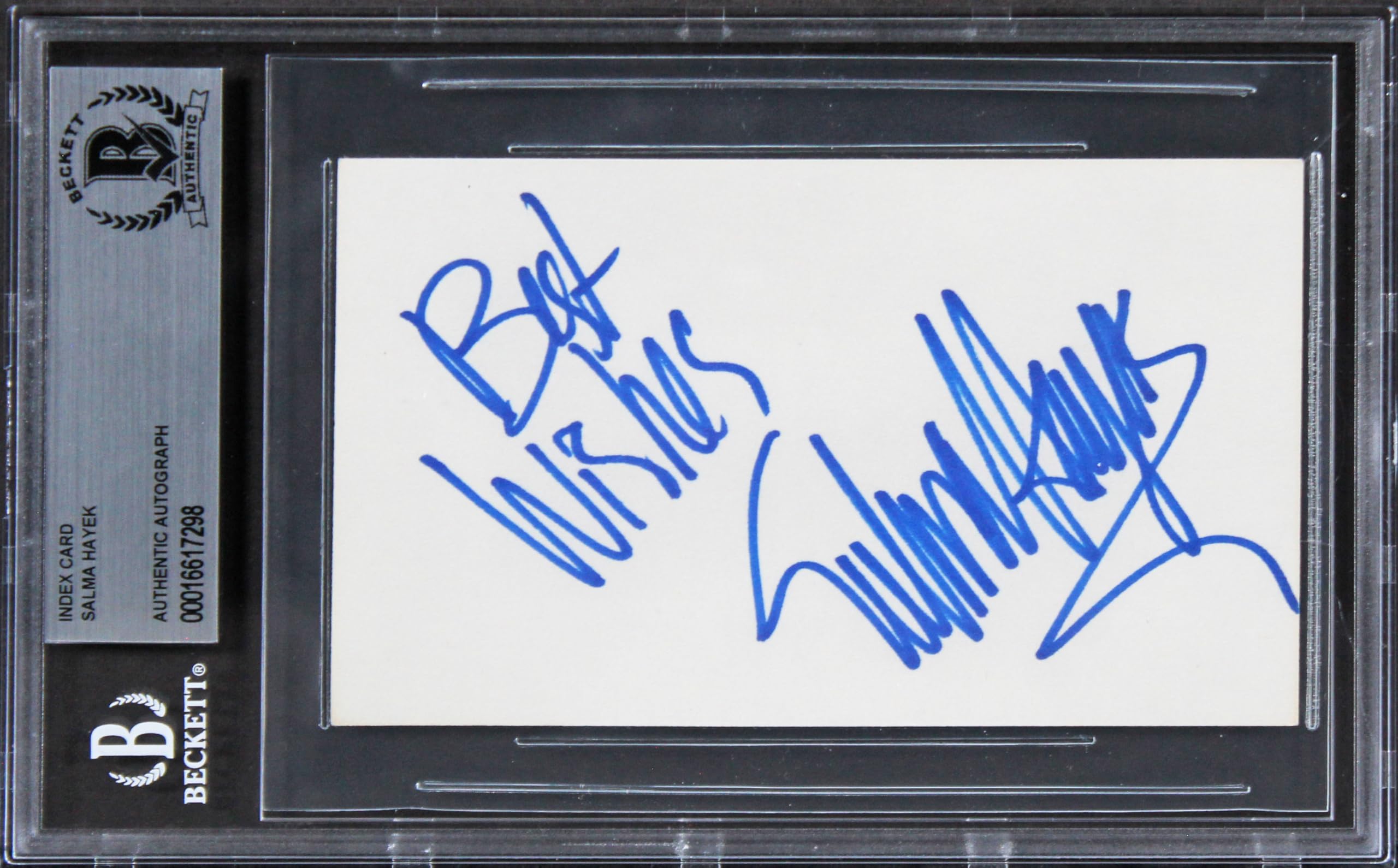 Salma Hayek Grown Ups "Best Wishes" Signed 3x5 Index Card BAS Slabbed 2
