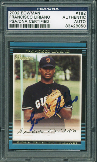 Francisco Liriano Authentic Signed Card 2002 Bowman Rookie #182 PSA/DNA Slabbed