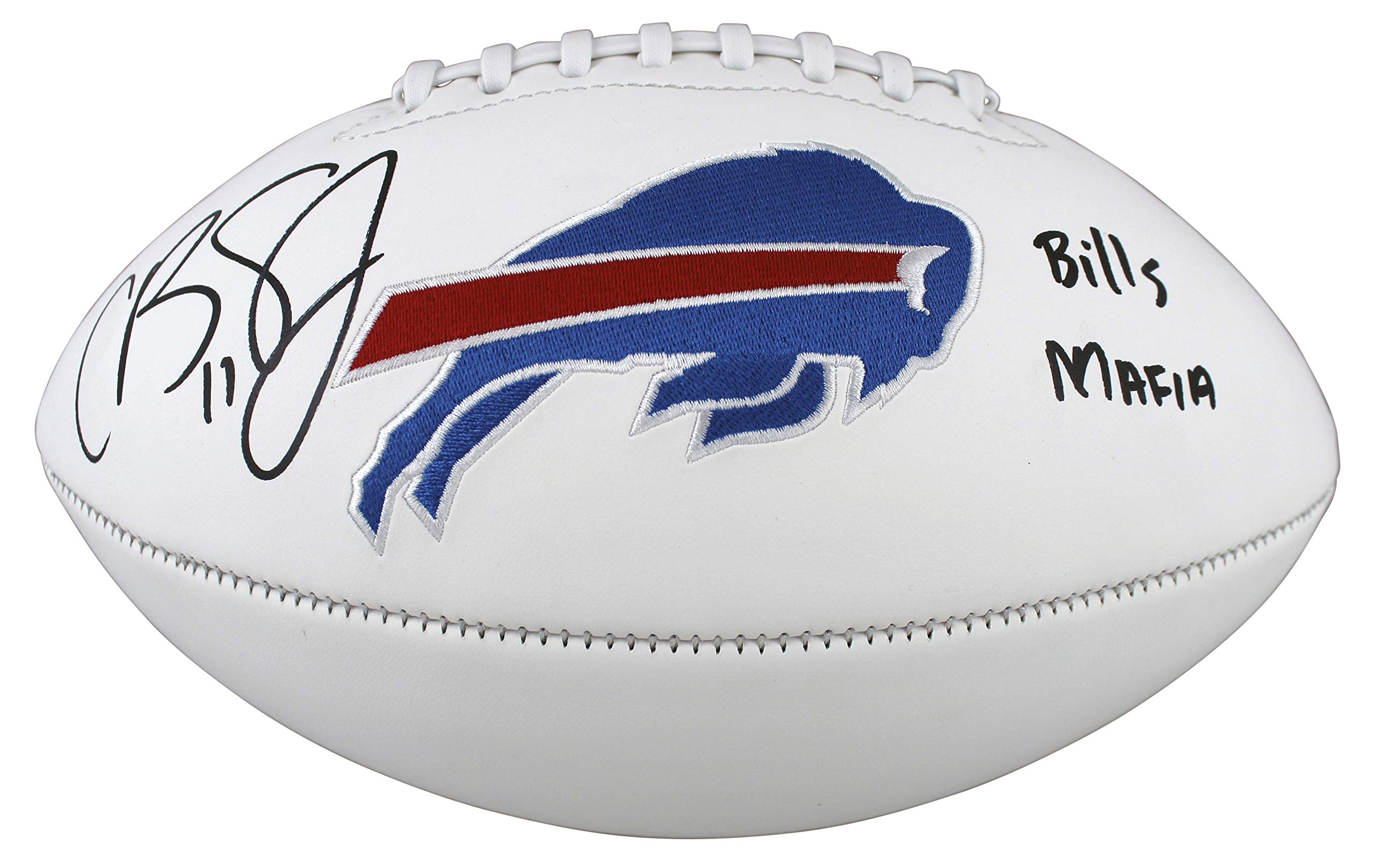 Bills Cole Beasley Authentic Signed White Panel Logo Football BAS Witnessed
