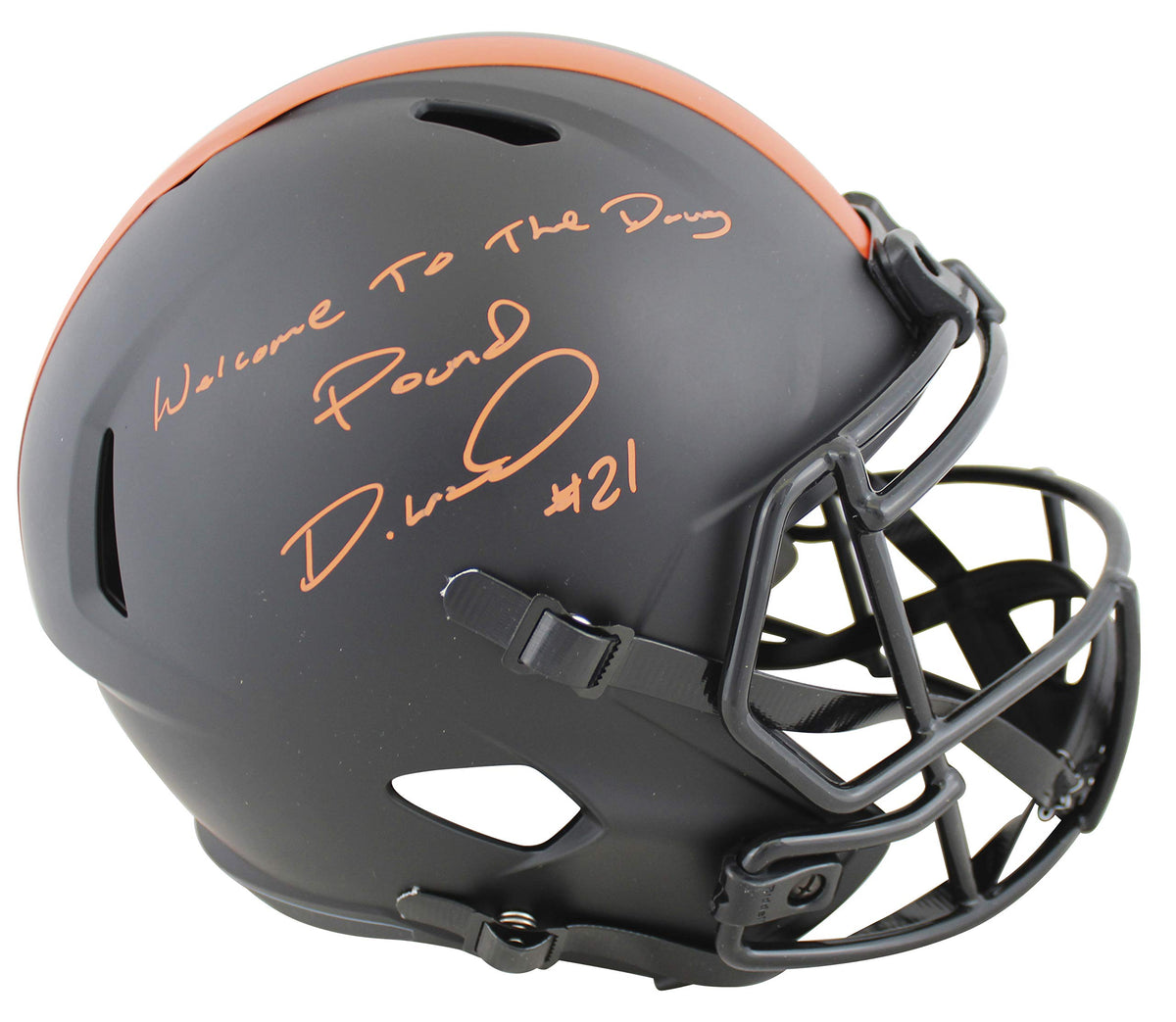 Browns Denzel Ward "WTTDP" Signed Eclipse Full Size Speed Rep Helmet JSA Witness