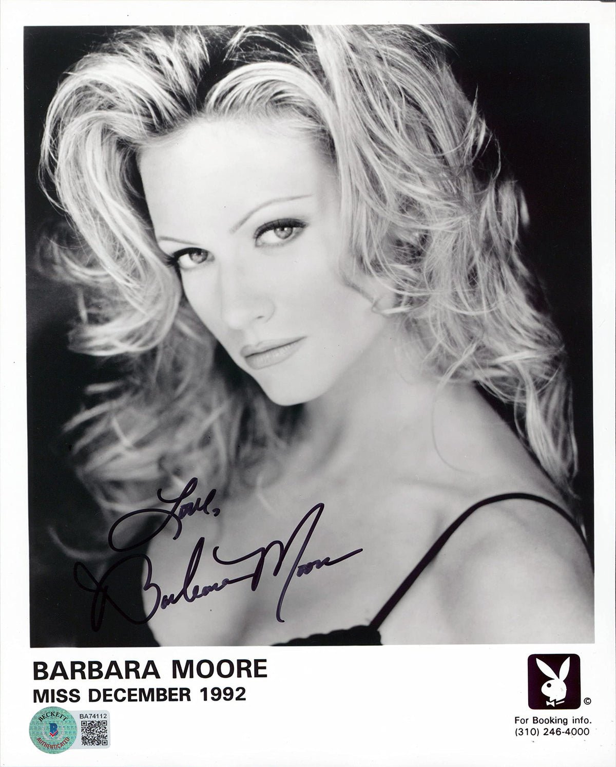 Barbara Moore Playboy "Love" Authentic Signed 8x10 Promo Sexy Photo BAS #BA74112