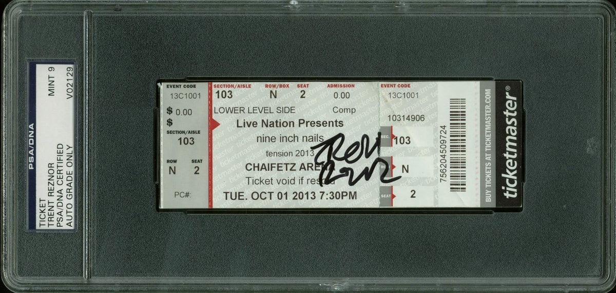 Trent Reznor Nine Inch Nails Signed Ticket Stub Auto Graded Mint 9! PSA Slabbed