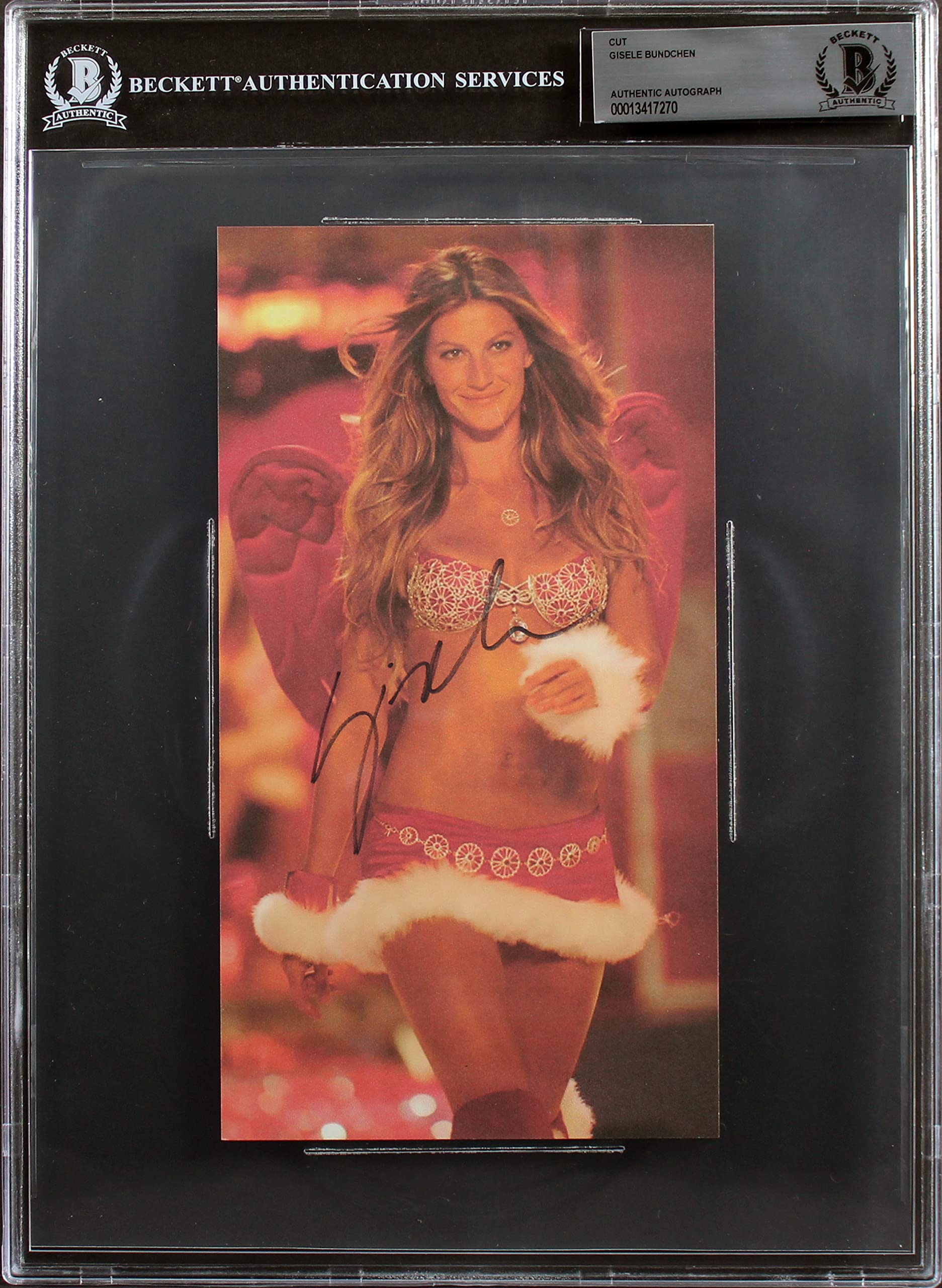 Gisele Bundchen Authentic Signed 4.5x8.5 Cut Signature BAS Slabbed