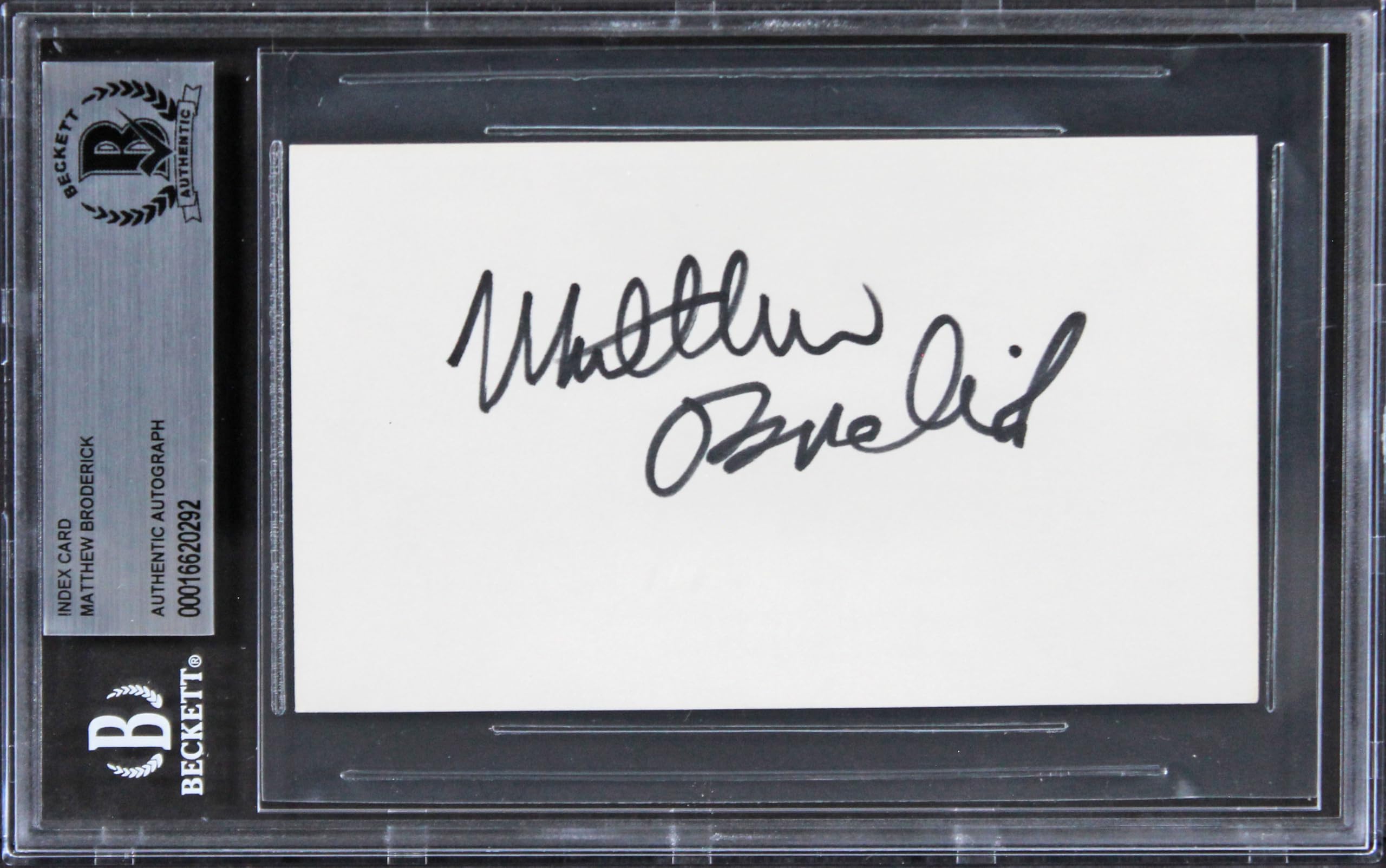 Matthew Broderick Ferris Bueller's Day Off Signed 3x5 Index Card BAS Slabbed