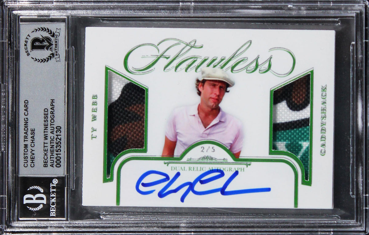 Chevy Chase Caddyshack Signed Custom Patch Silver #'d/5 Card Auto 10! BAS Slab