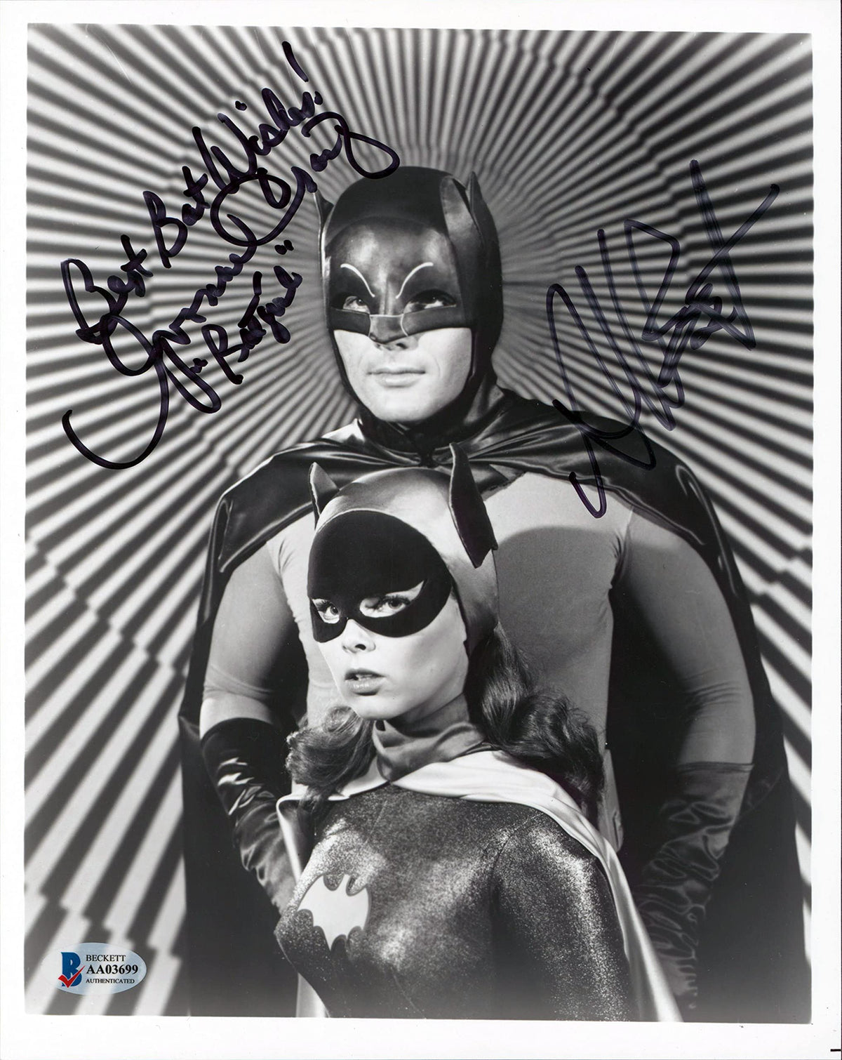 Batman Adam West & Yvonne Craig Authentic Signed 8x10 B&W Photo BAS #AA03699