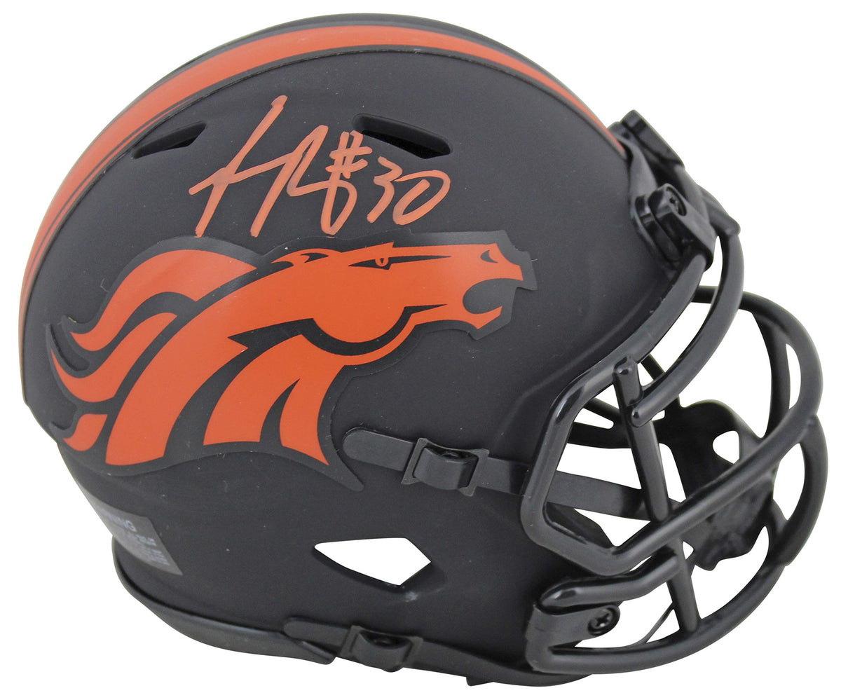 Broncos Phillip Lindsay Authentic Signed Eclipse Speed Mini Helmet JSA Witness