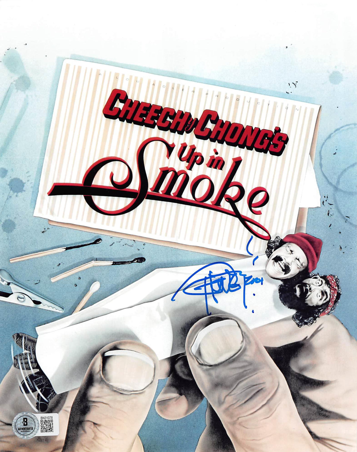 Tommy Chong Cheech & Chong's Up In Smoke Signed 8x10 Photo w/ Blue Sig BAS 7