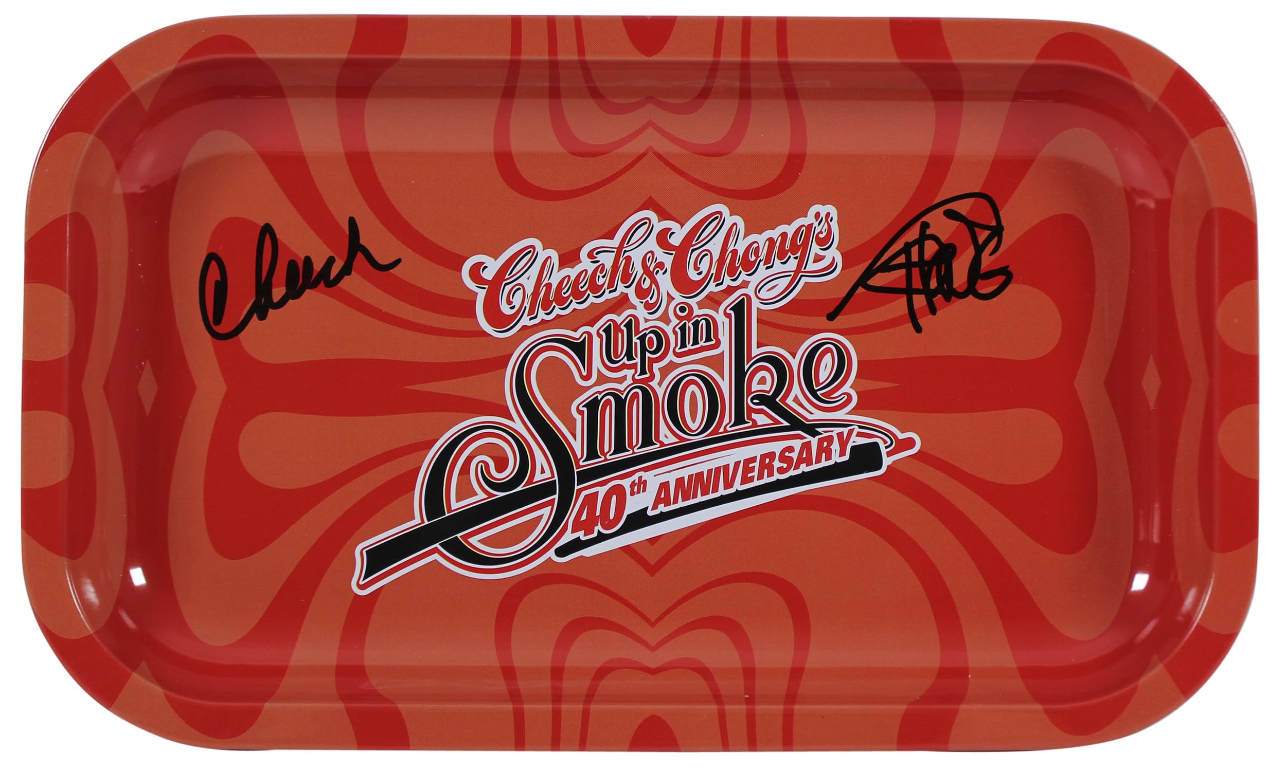 Cheech Marin & Tommy Chong Up In Smoke Signed Red Rolling Tray BAS Witnessed