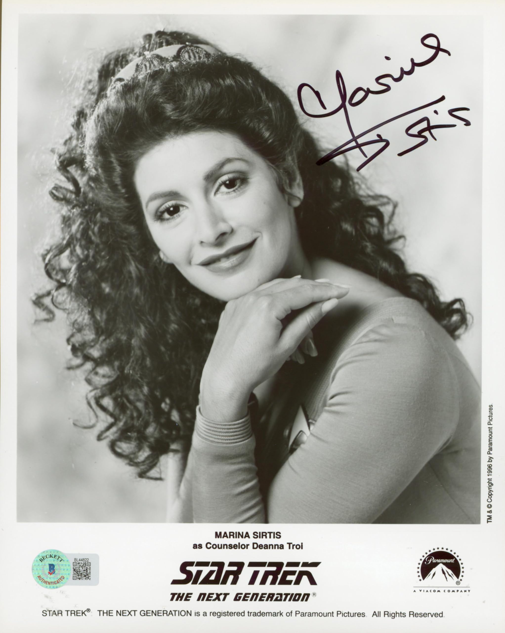 Marina Sirtis Star Trek The Next Generation Signed 8x10 Photo BAS #BL44822