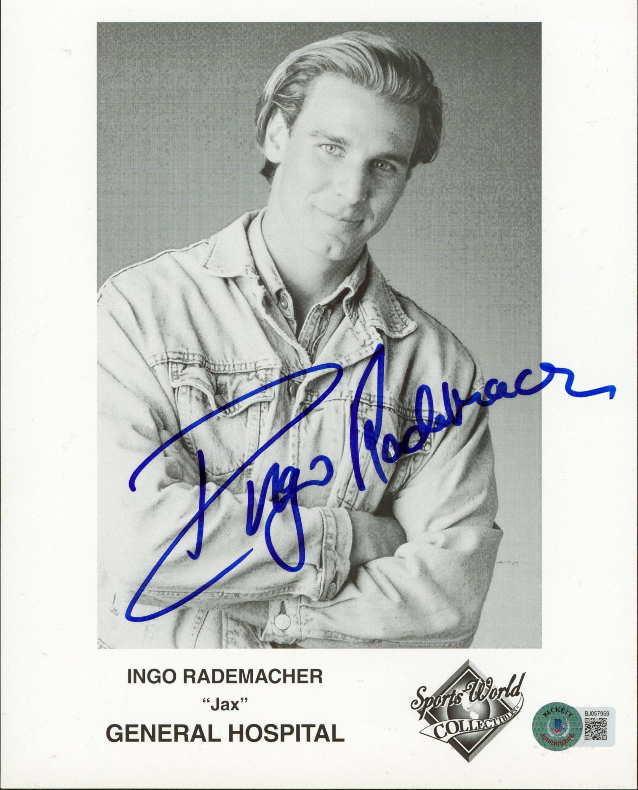 Ingo Rademacher General Hospital Authentic Signed 8x10 Black & White Photo BAS 1