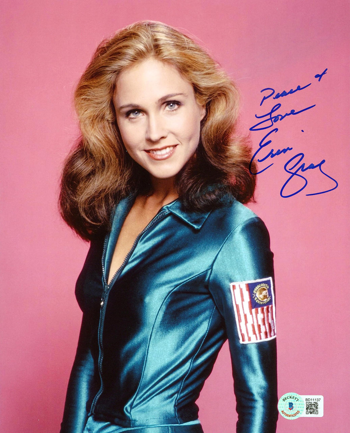 Erin Gray Buck Rogers "Peace & Love" Signed 8x10 Photo Autographed BAS #BD11137
