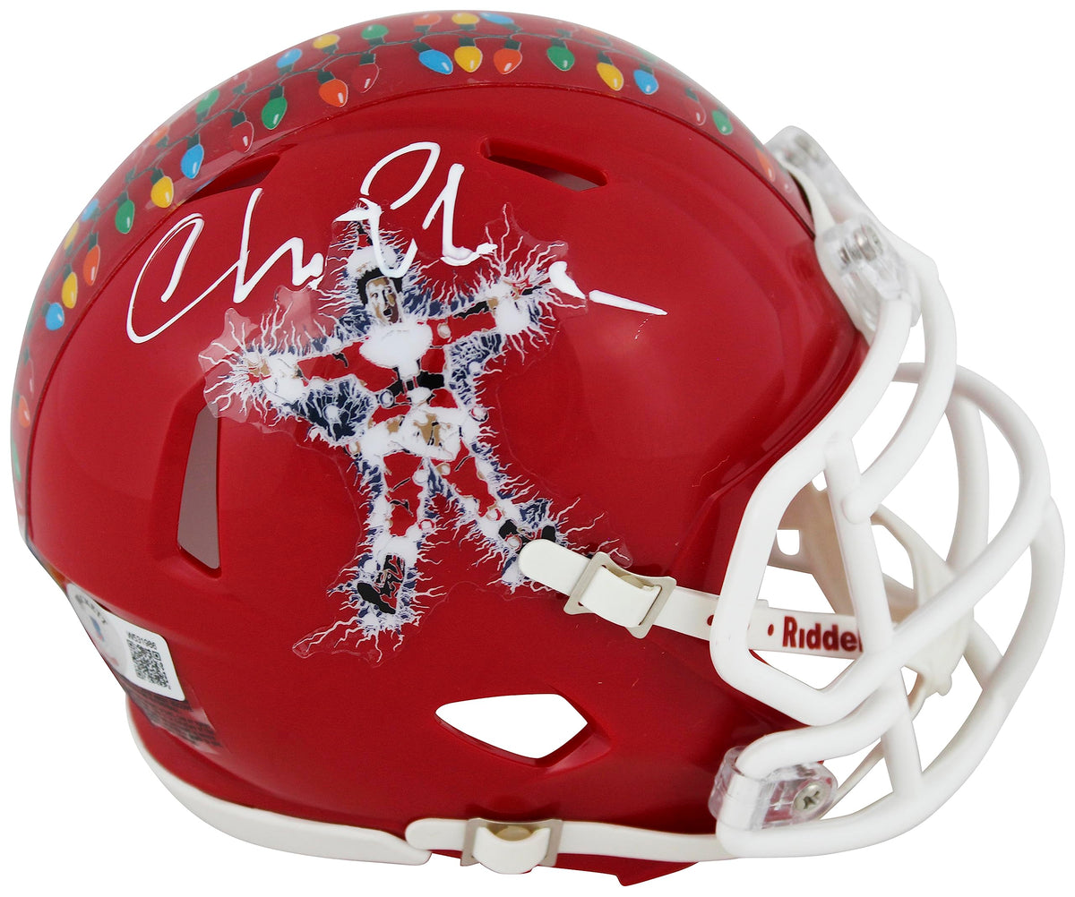Chevy Chase Christmas Vacation Signed Red Speed Mini Helmet BAS Witness #W531986