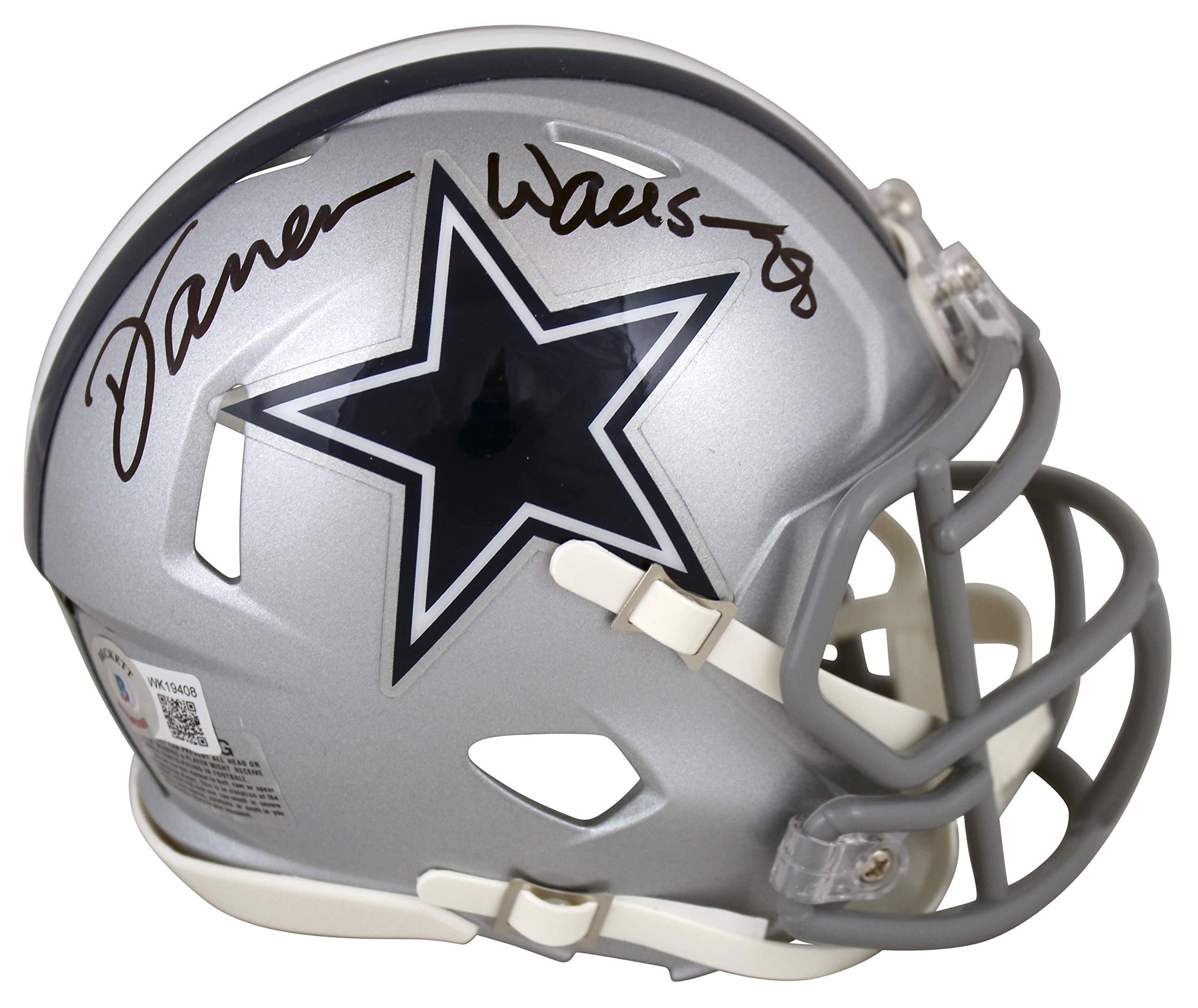 Cowboys Darren Woodson Authentic Signed Silver Speed Mini Helmet BAS Witnessed