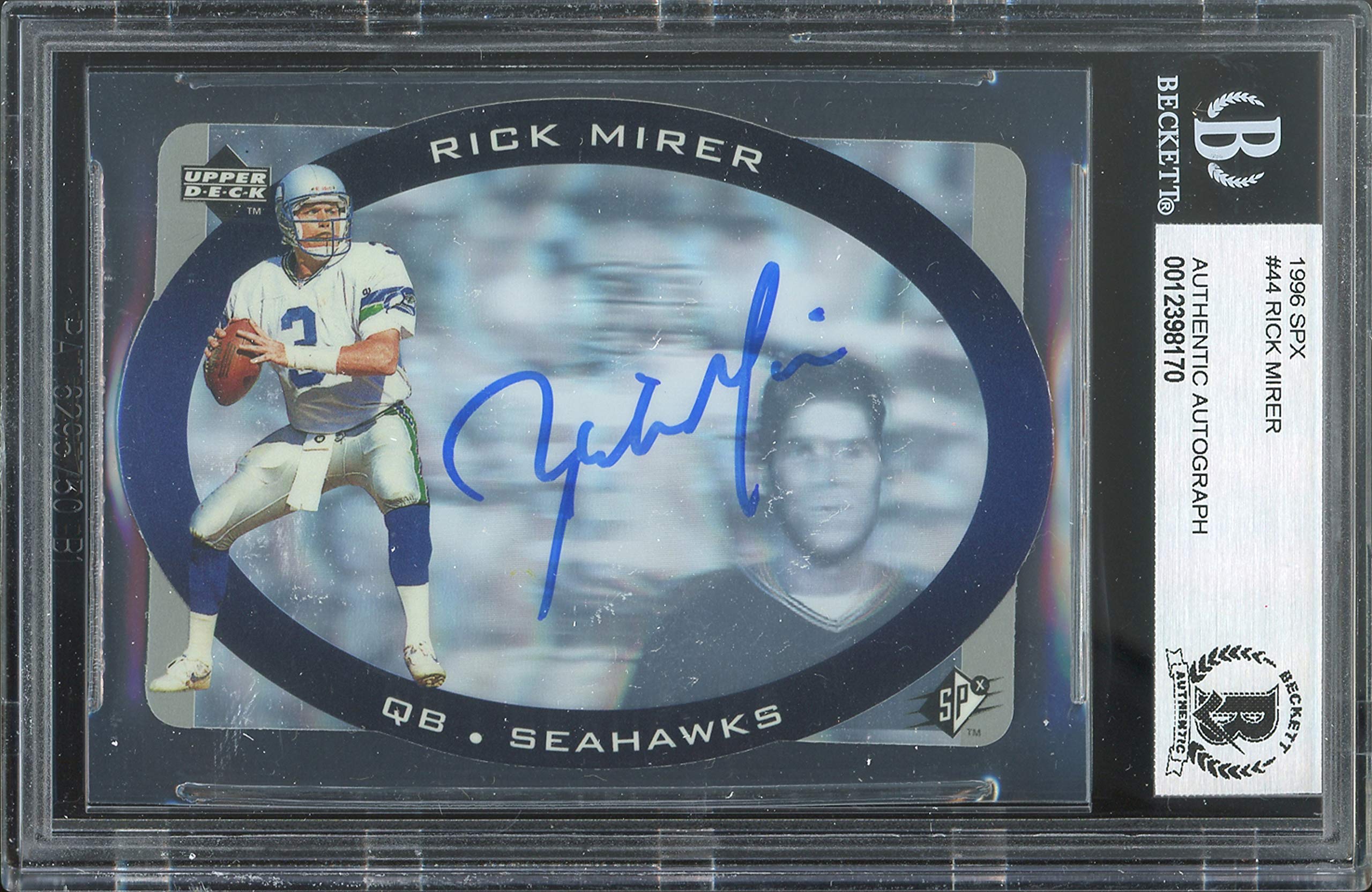 Seahawks Rick Mirer Authentic Signed 1996 SPX #44 Card Autographed BAS Slabbed