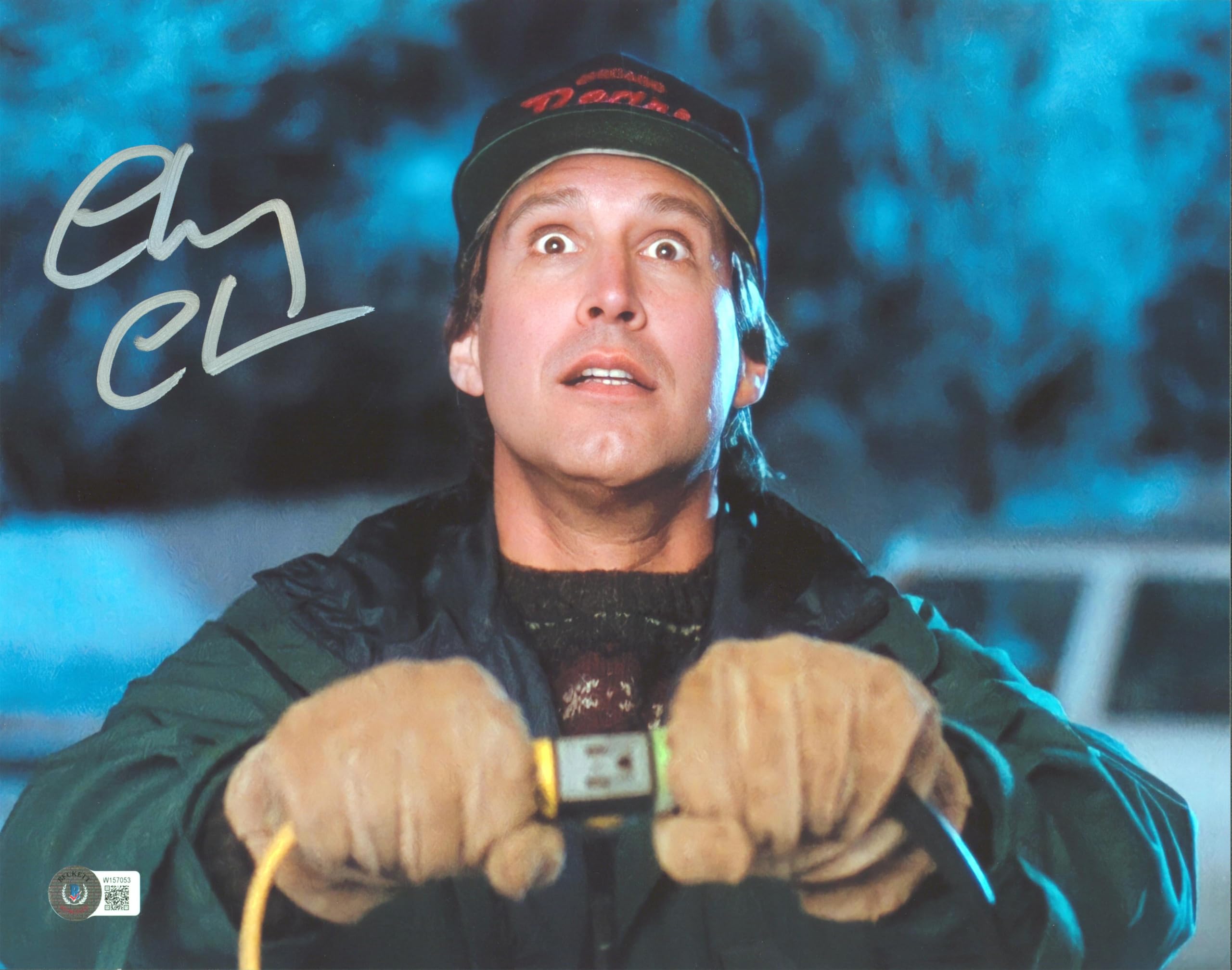 Chevy Chase Christmas Vacation Signed 11x14 Plugging In House Photo BAS Witness