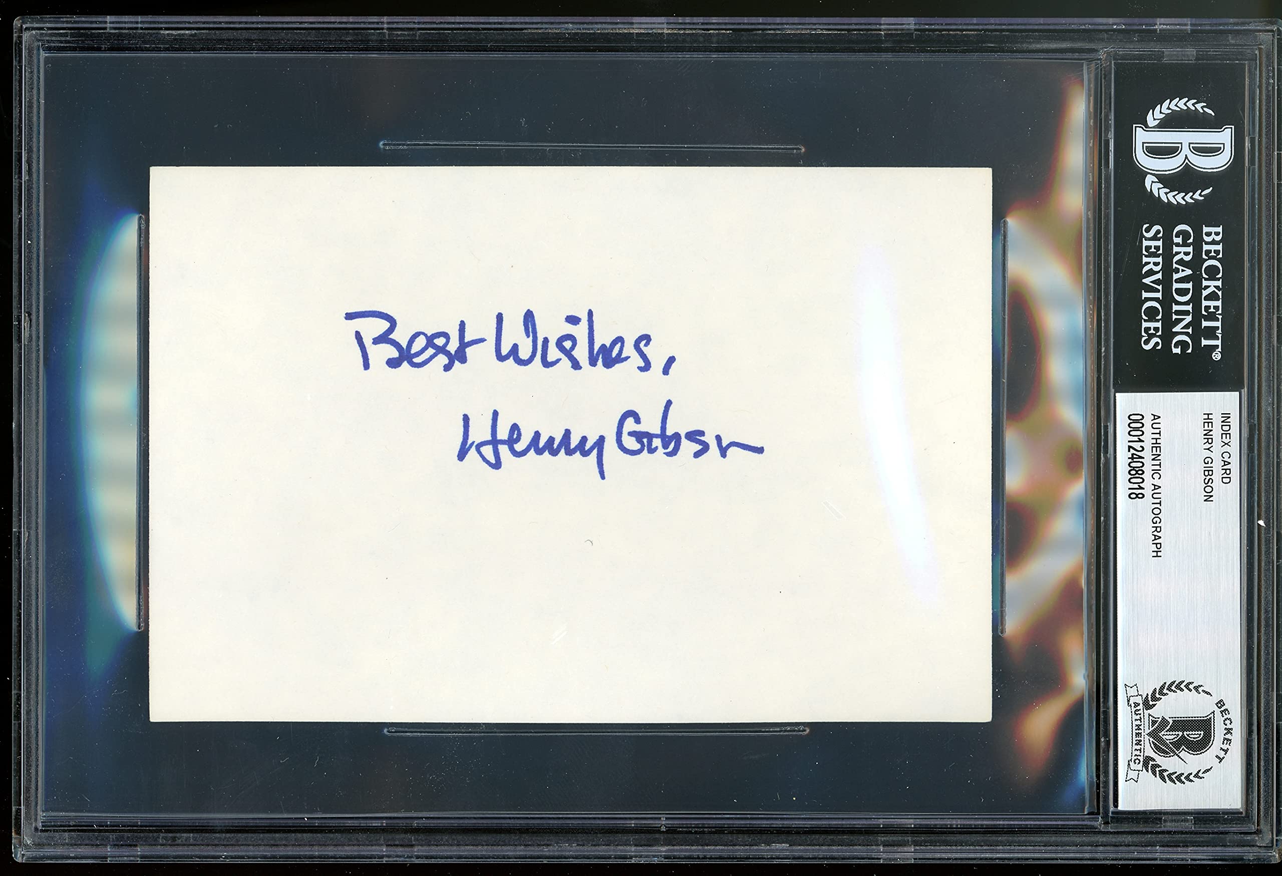 Henry Gibson Rowan & Martin's Laugh-In Authentic Signed 4x6 Index Card BAS Slab