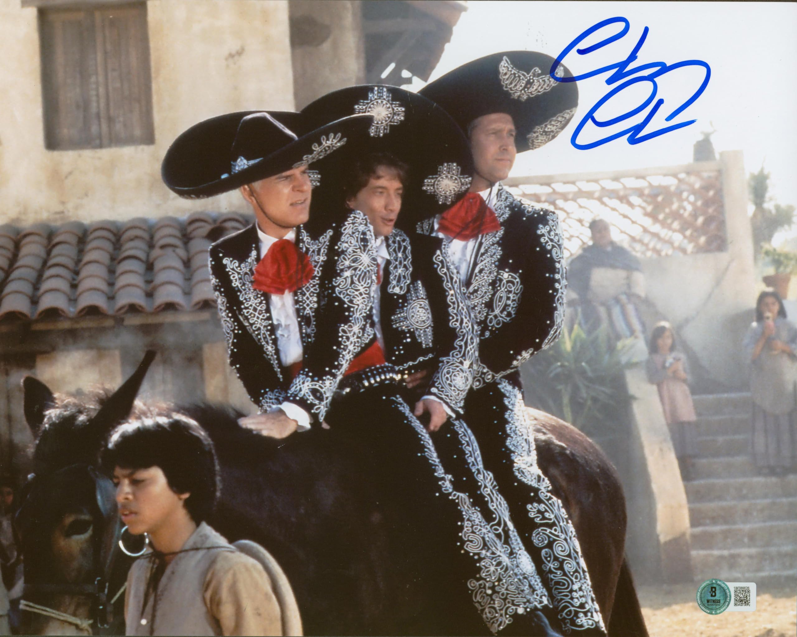 Chevy Chase Three Amigos! Signed 11x14 Horizontal Horseback Photo BAS Witnessed